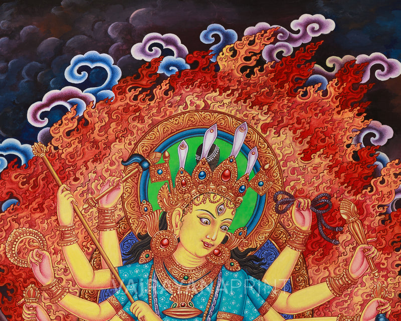 Hindu Goddess Bhagwati Digital Print | Epitome of Strength and Grace