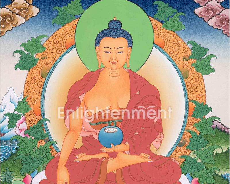 Traditional Gautama Buddha Thangka | Embodiment of Wisdom and Compassion | Shakyamuni Buddha Artwork