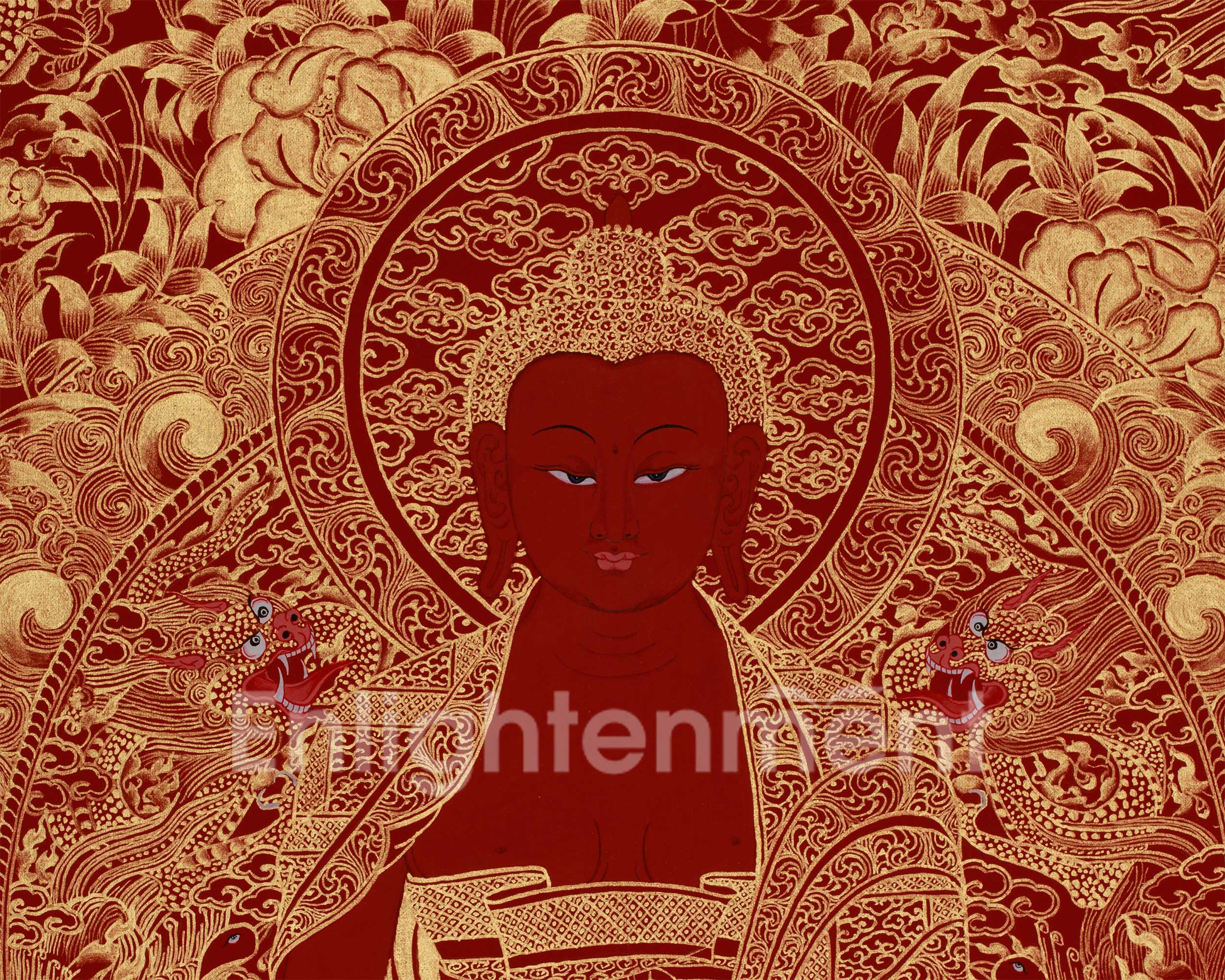Red Amida Buddha Thangka | Lord of the Western Pure Land and Infinite Light