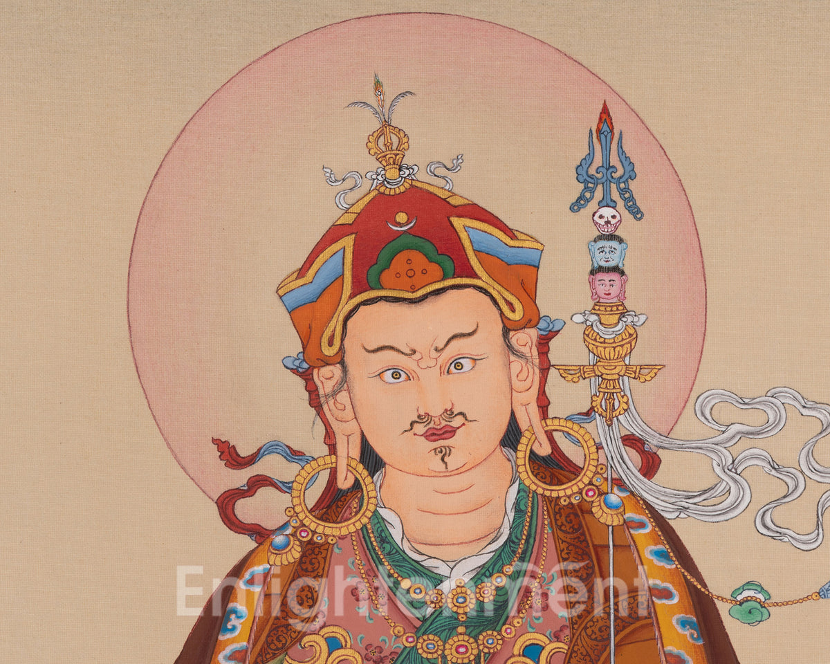 Traditional Padmasambhava Thangka | Guru Rinpoche Art | Lotus-Born Master