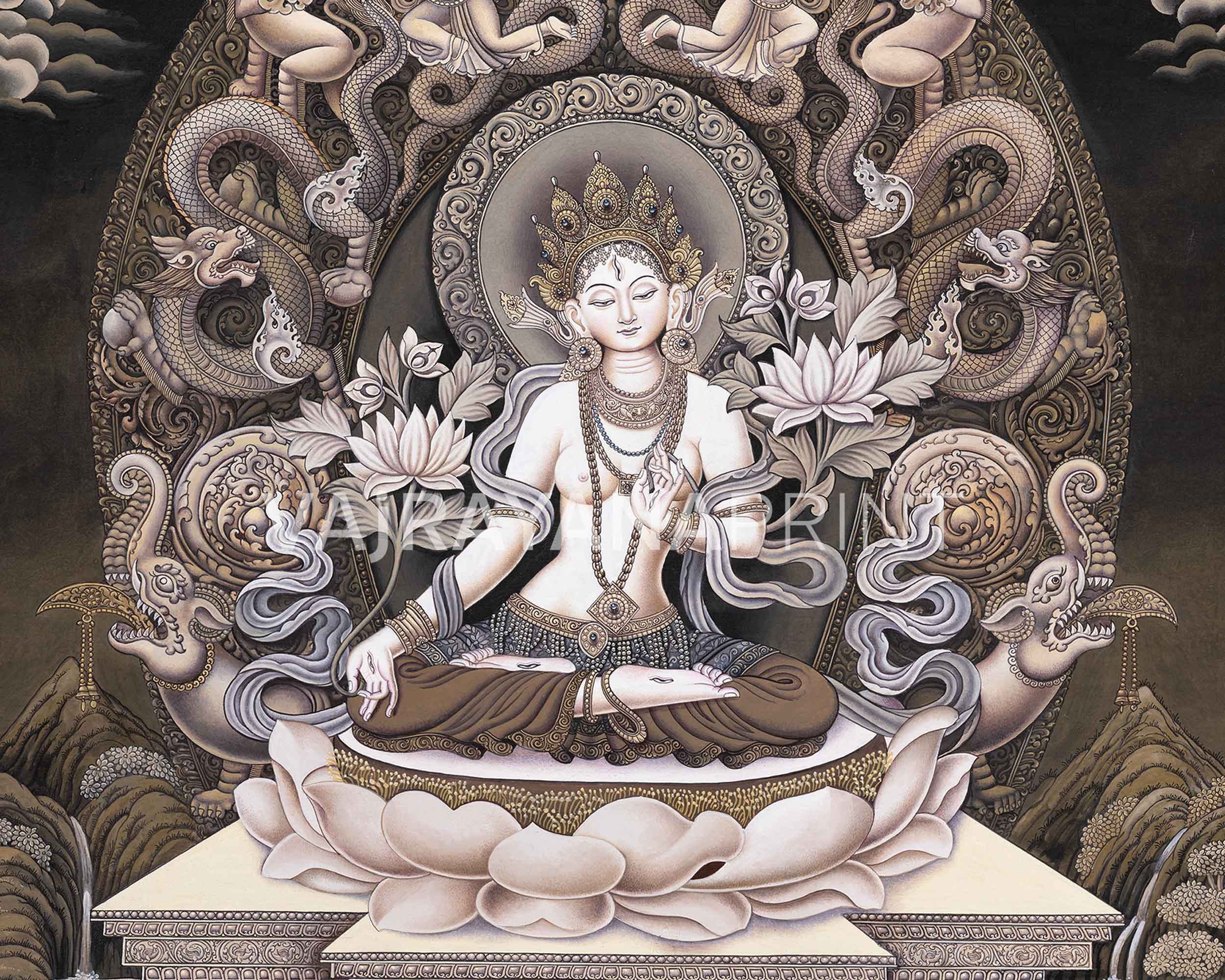 High Quality Giclee White Tara Thangka Print | Digital Art