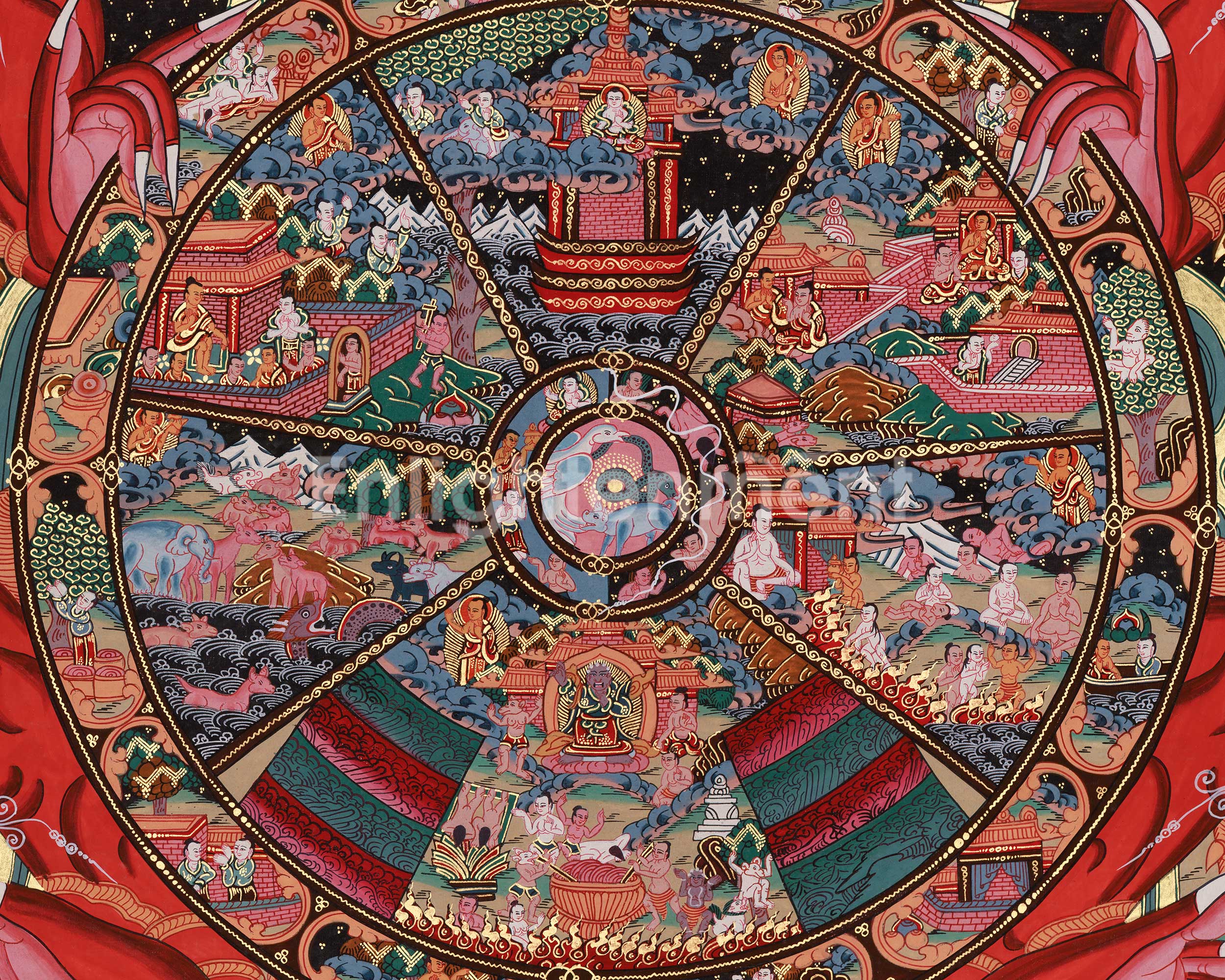 Tibetan Thangka of the Wheel of Life | Sacred Artwork