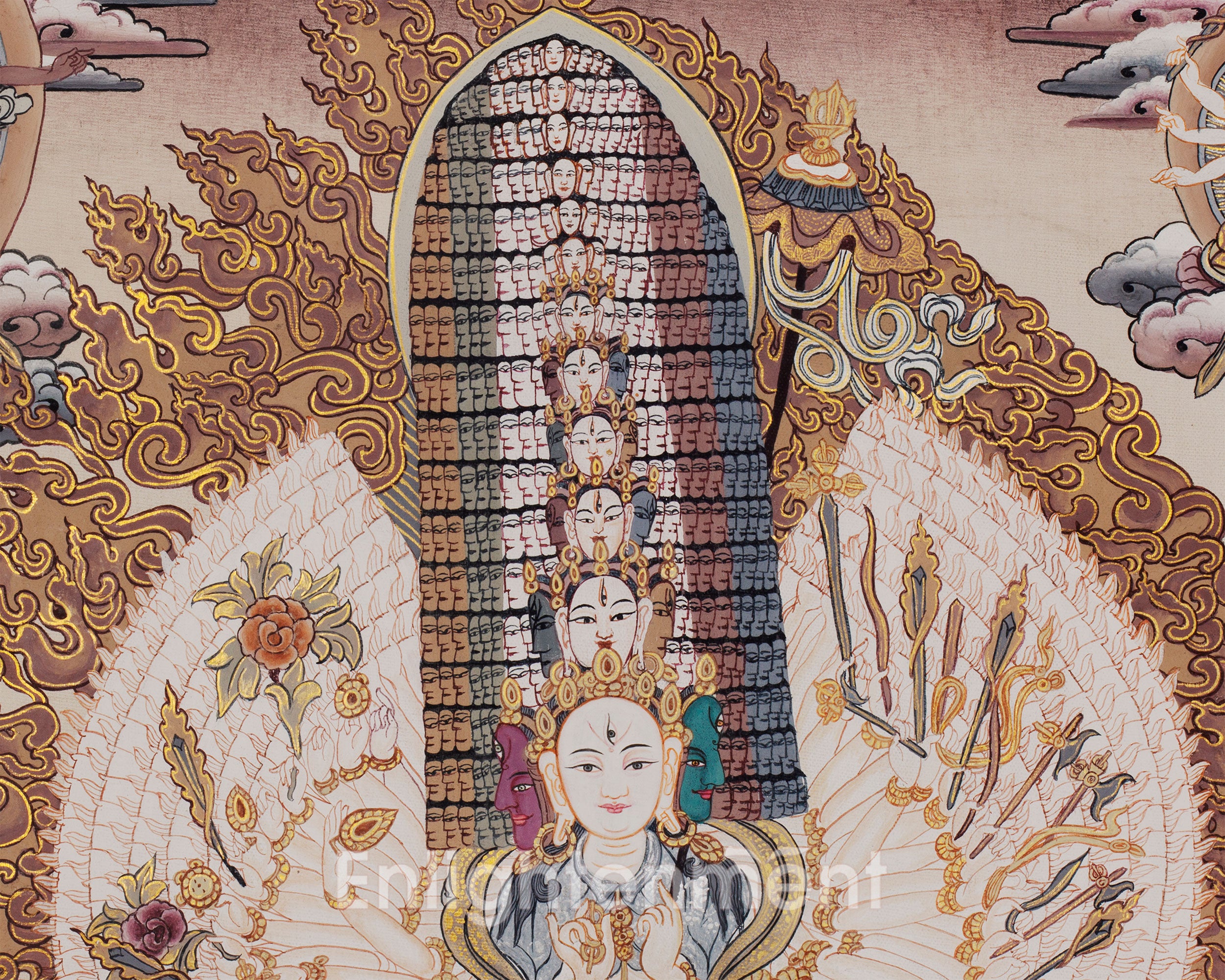 Protector Dukkar | The White Umbrella Goddess | Original Thangka of Sitatapatra