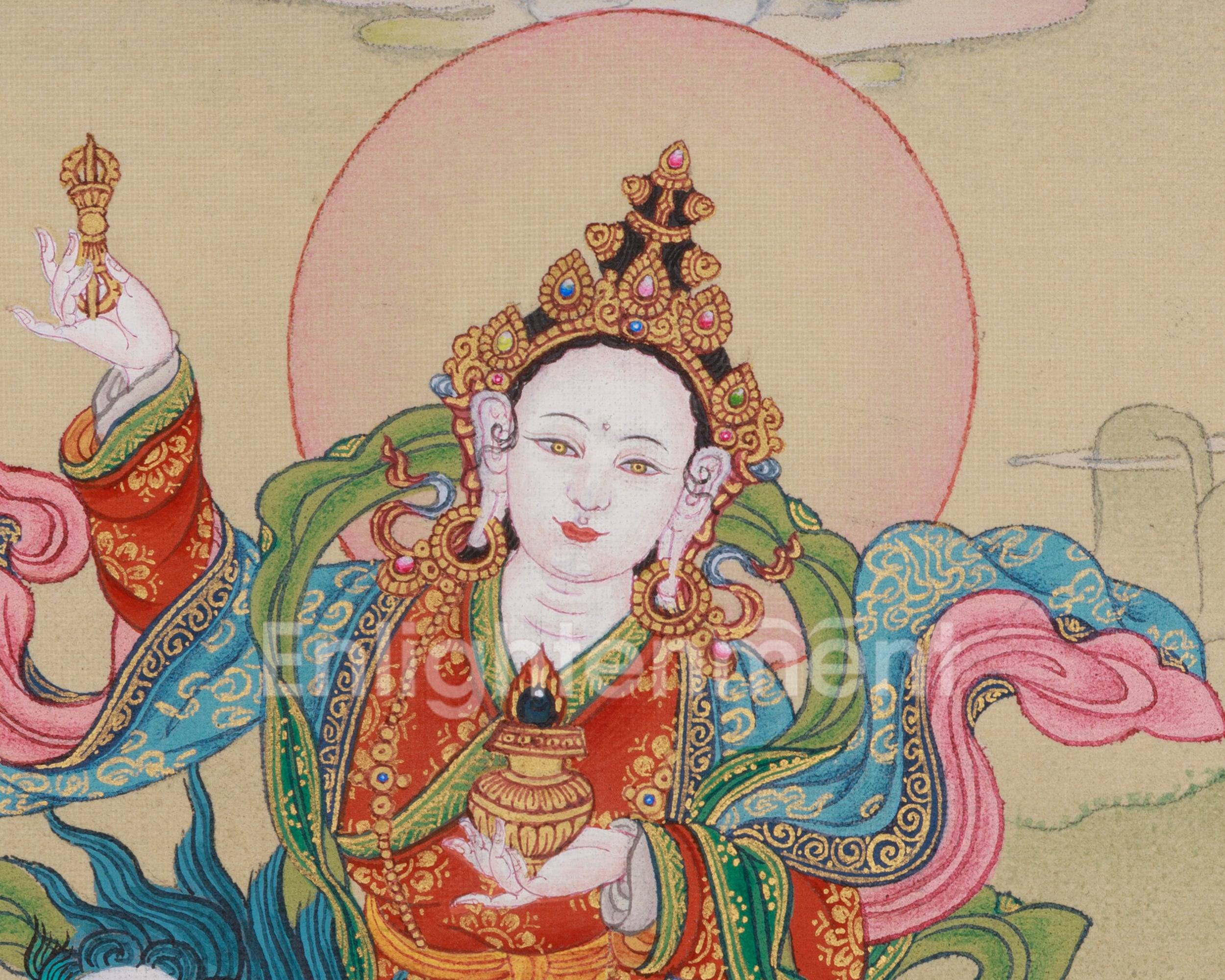Tsheringma with Milarepa Thangka | Tibetan Artwork for Longevity and Wisdom