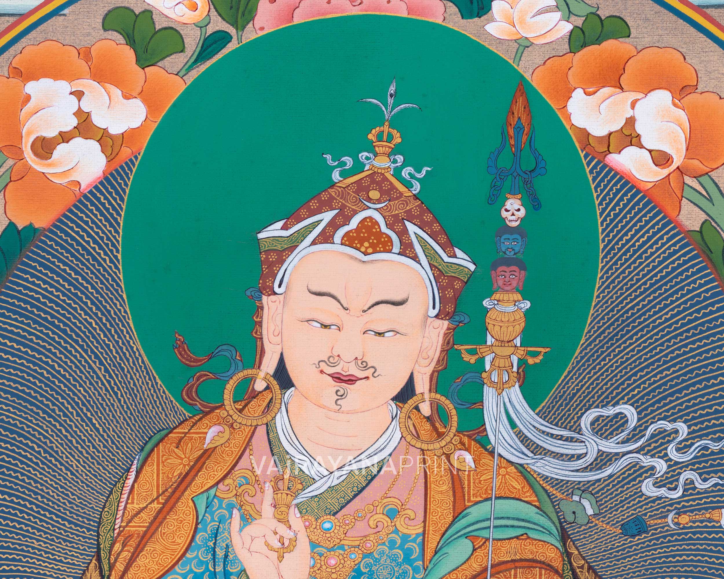 Guru Padmasambhava Thangka Print | Traditional Artwork Of Guru Rinpoche | The Lotus Born Master