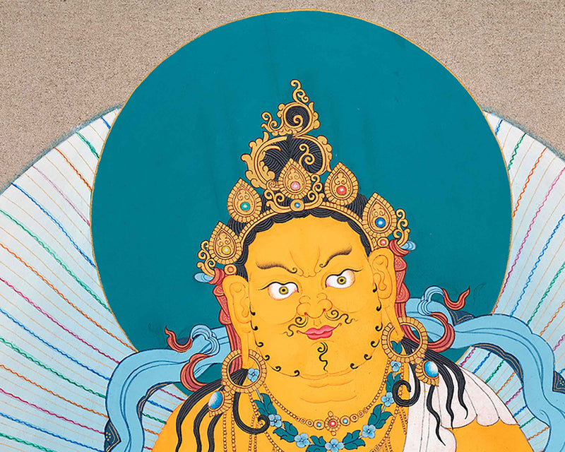 Tibetan Dzambhala Thangka Painting | Guardian of Wealth and Abundance | Wall Art for Financial Blessings