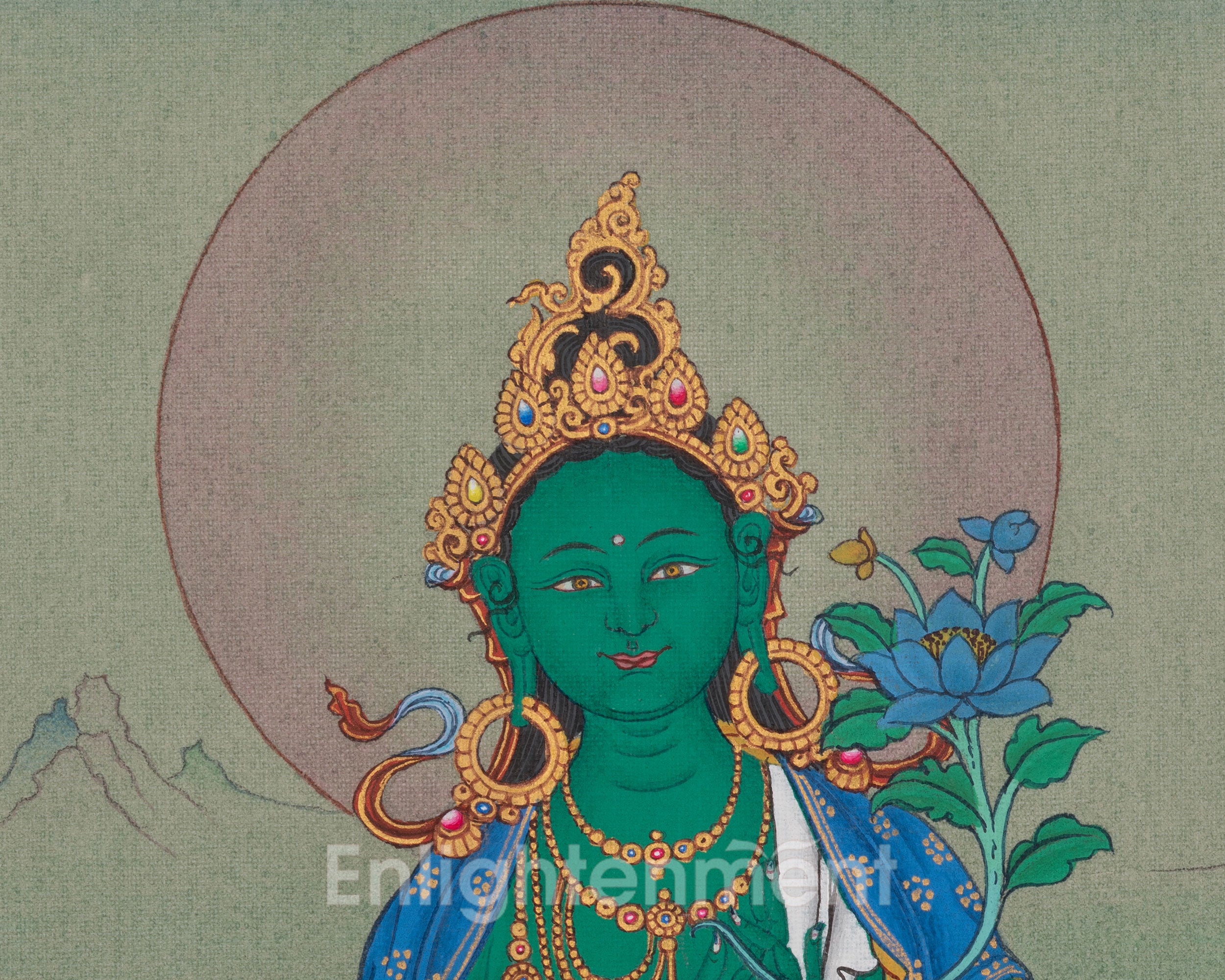 Swift Compassion Deity Green Tara Thangka | Tibetan Buddhist Artwork | Shyama Tara