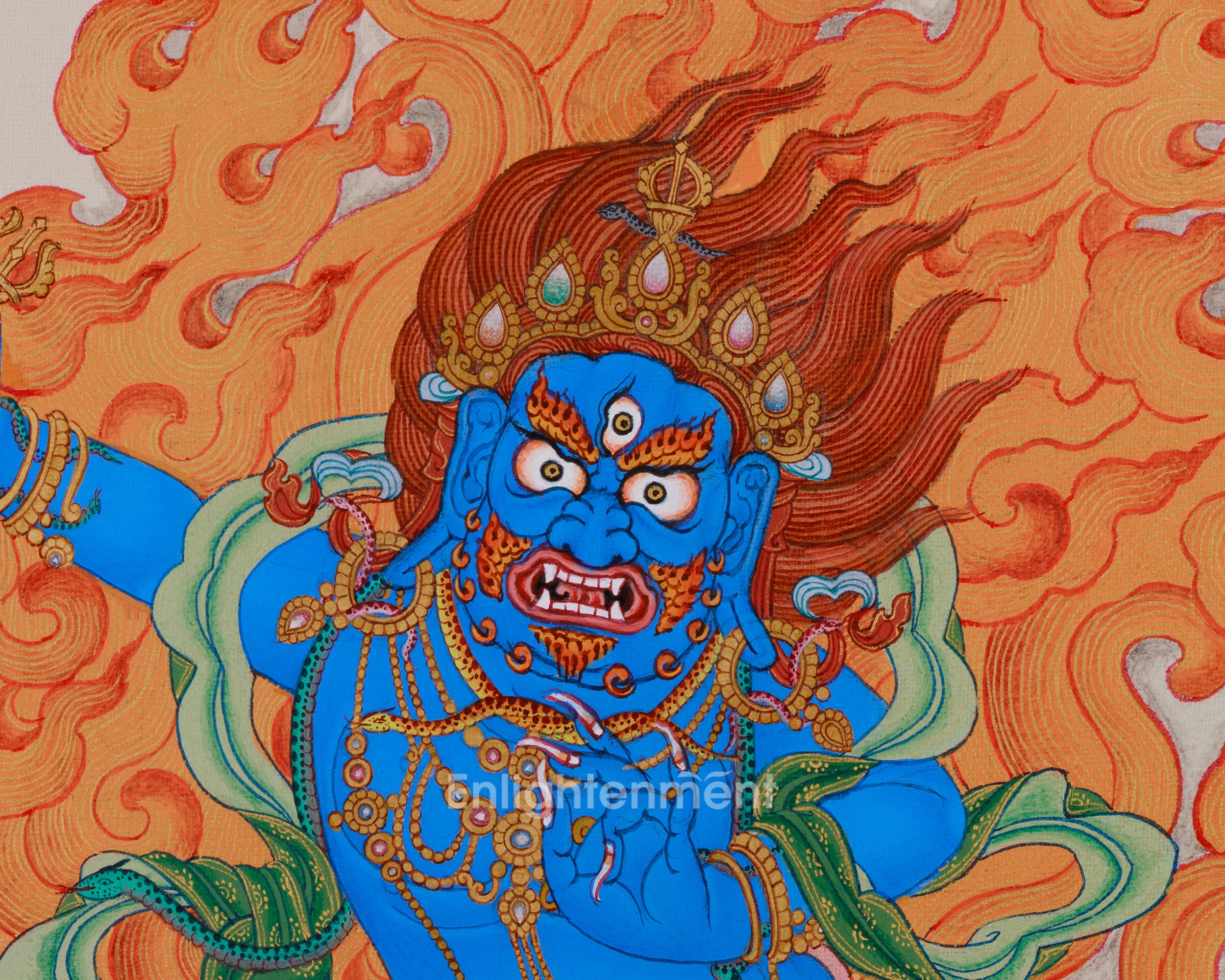 Hand-Painted Vajrapani Artwork | Tibetan Bodhisattva of Power and Protection