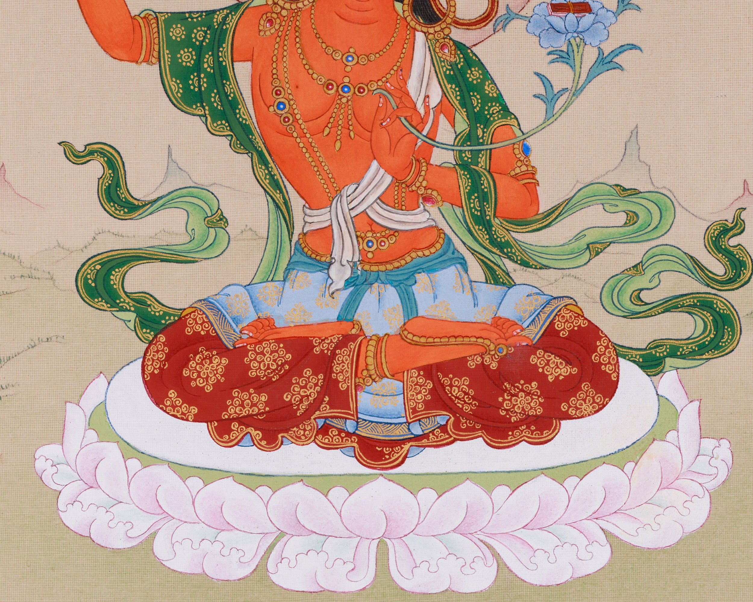 Manjushri (Jampelyang)Thangka | Embodiment of Wisdom and Enlightenment