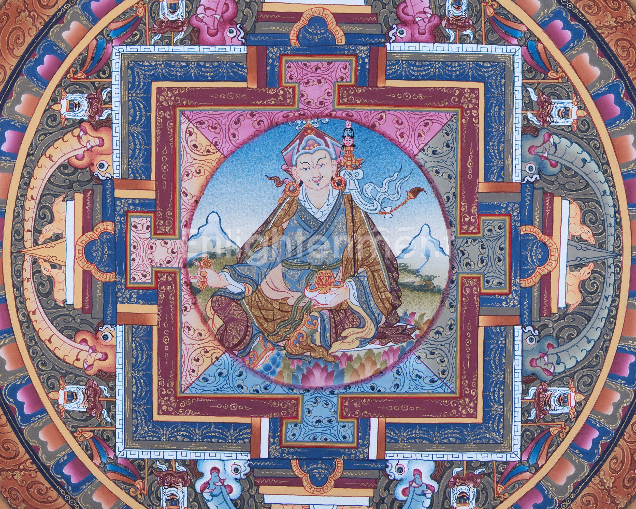 Mandala With Guru Padmasambhava Residing | Images of Guru Rinpoche