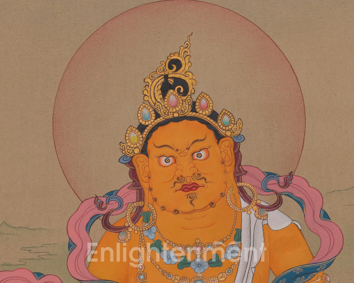 Yellow Dzambhala Sacred Artwork | Wealth Deity | The Prosperity God of Tibetan Buddhism