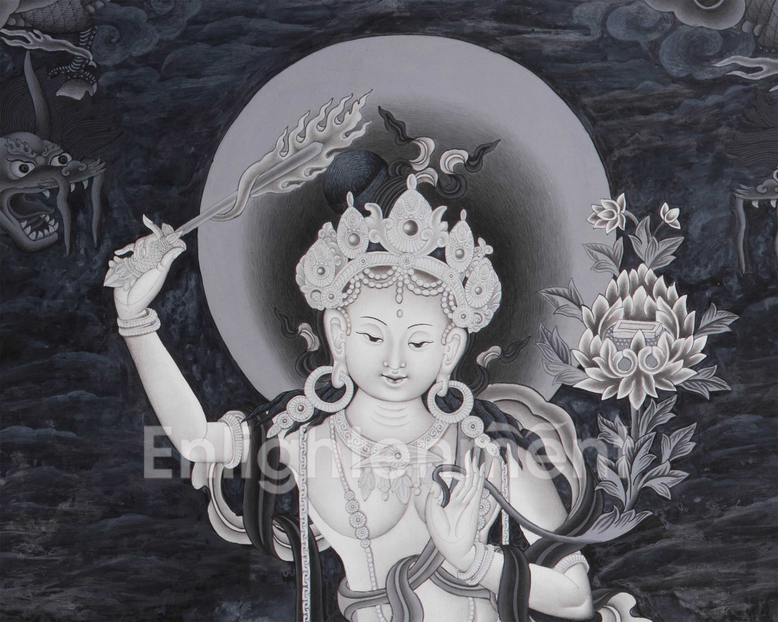 Newari-Style Manjushri with White Tara and Green Tara | Wisdom, Compassion and Swift Action