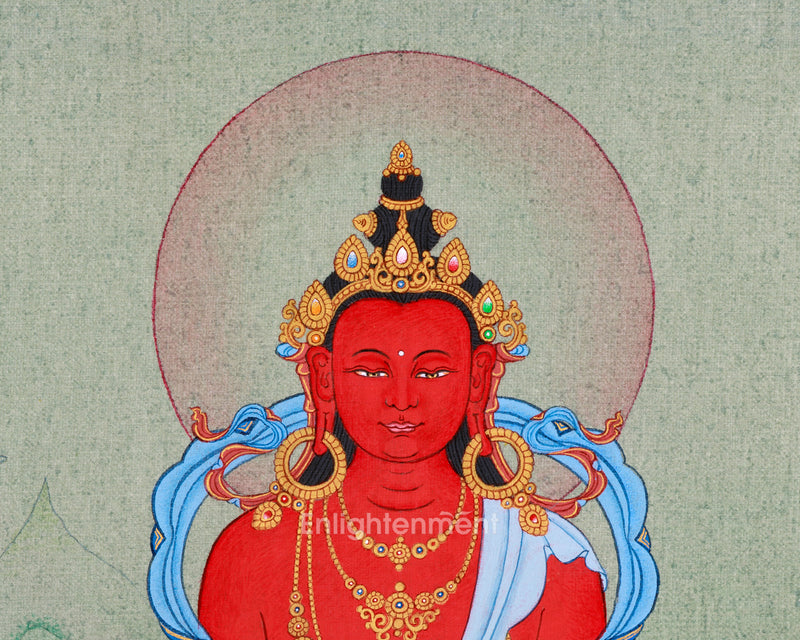 Amitayus Buddha of Infinite Light | Small Thangka Art for Meditation