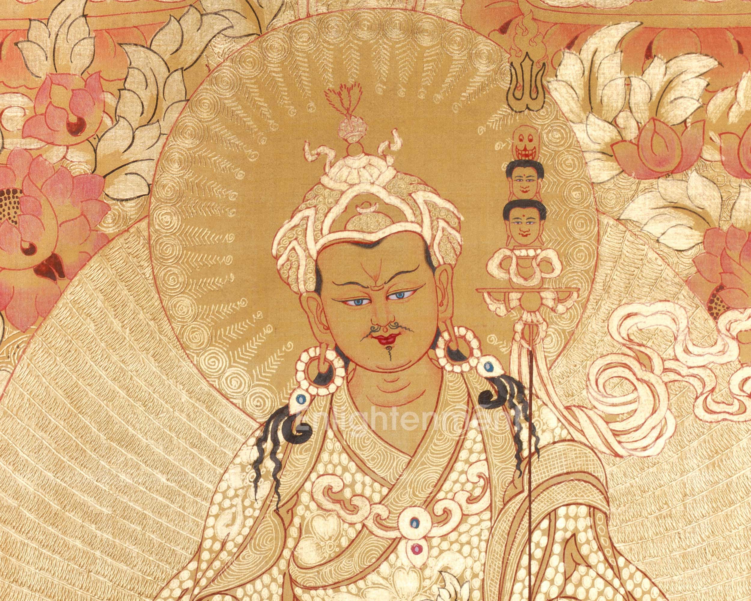 Padmasambhava Tibetan Master Thangka | A Sacred Representation of Guru Rinpoche with Other Divine Beings