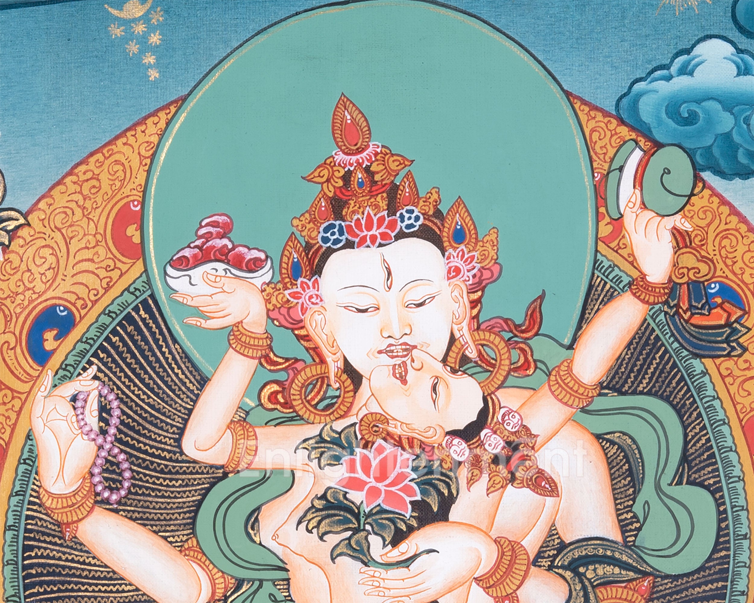 Avalokiteshvara Thangka Painting | Hanging Art For Office , Bedroom , Temple , Monastery or Farmhouse