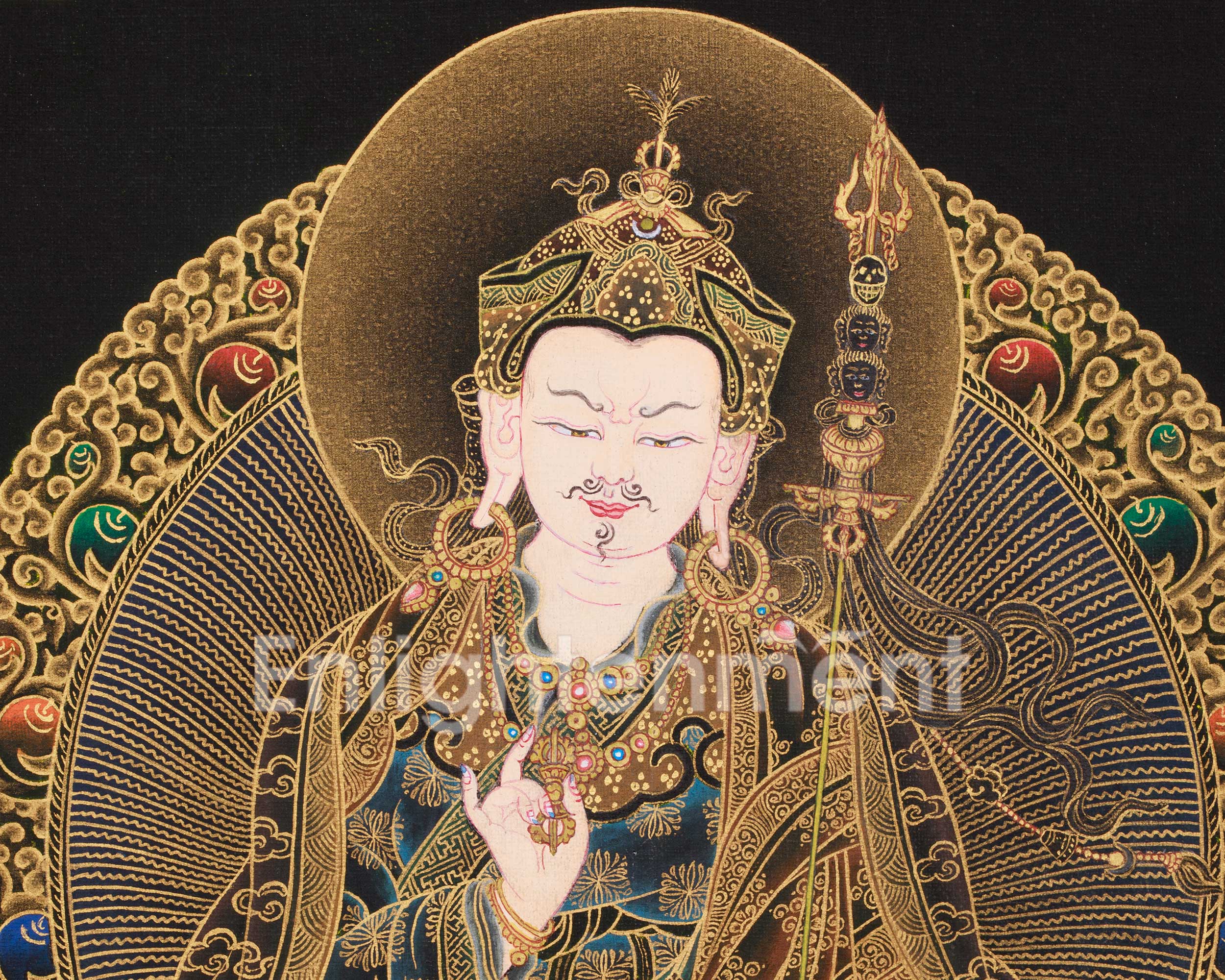 Traditional Peaceful Guru Rinpoche Thangka | Padmasambhava, The Lotus-Born Master