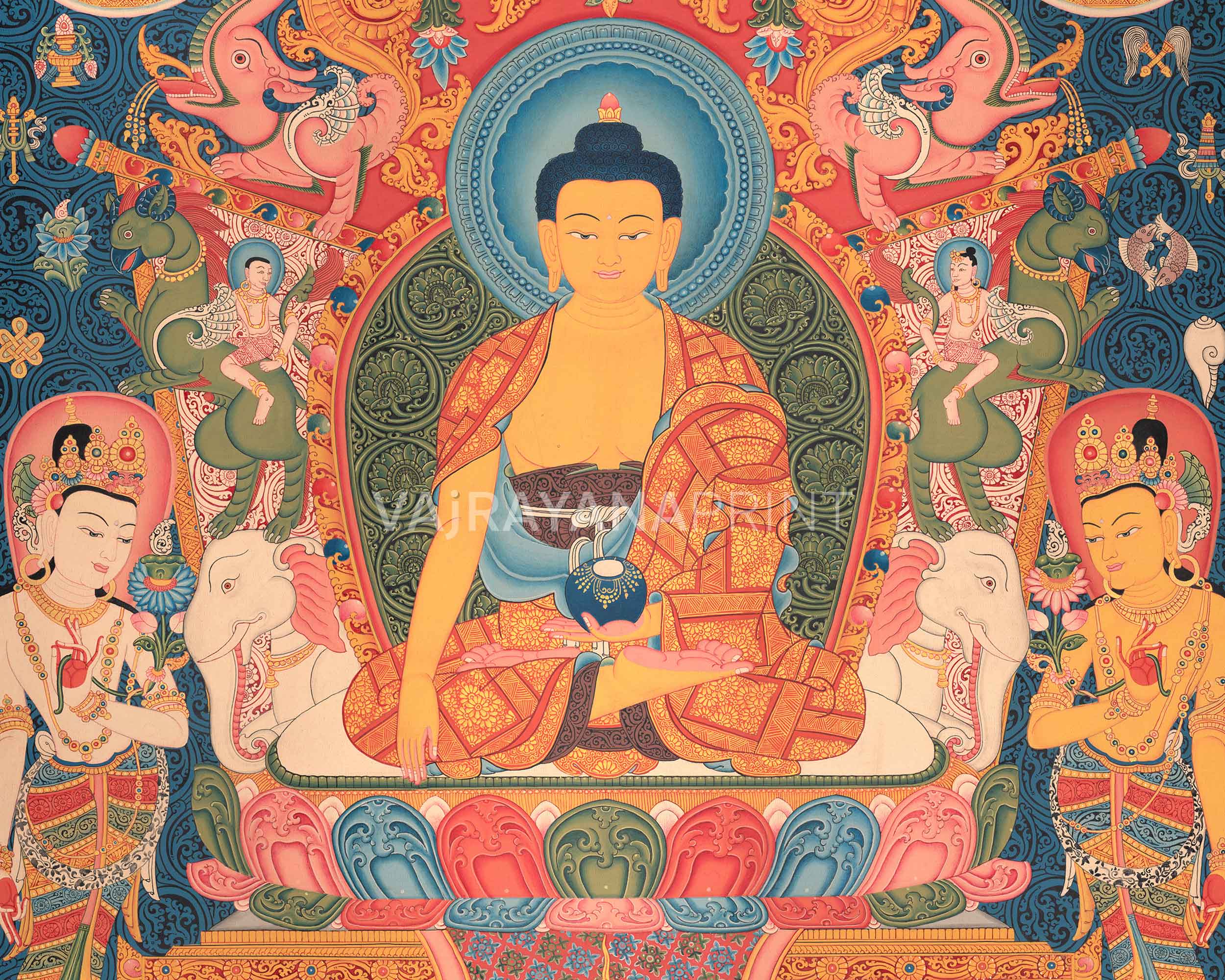 Shakyamuni Buddha and Mara Thangka Print on Canvas | The Path to Liberation | Print for Spiritual Resilience