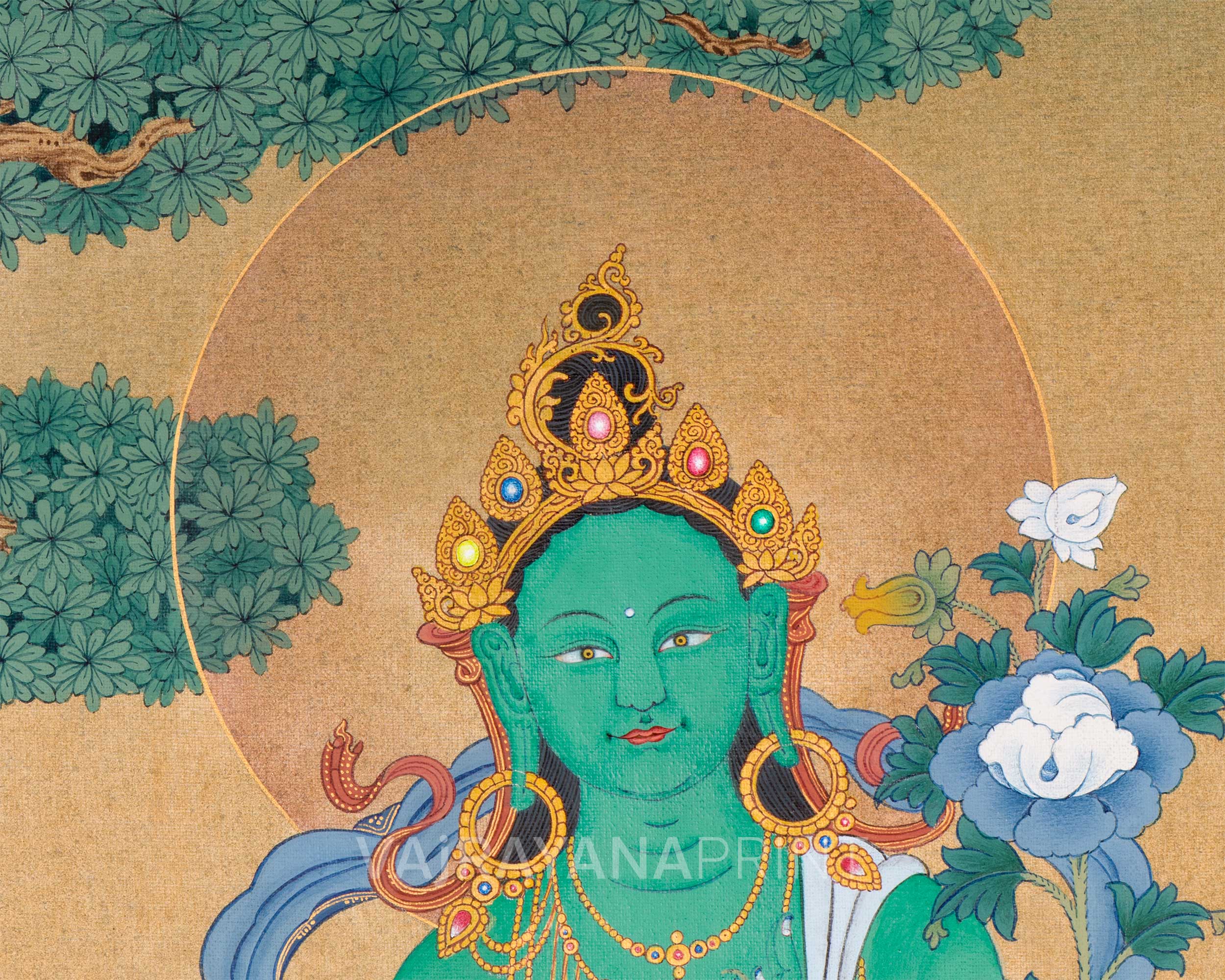 Green Tara Devotional Print | Digital Artwork Of The Mother of Liberation | Buddhist Gift Ideas