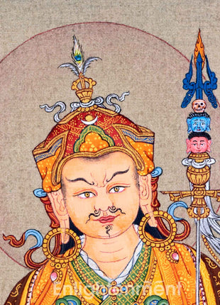 Sacred Guru Rinpoche Thangka | Handpainted Artwork For Mantra Practice | Authentic Tibetan Art