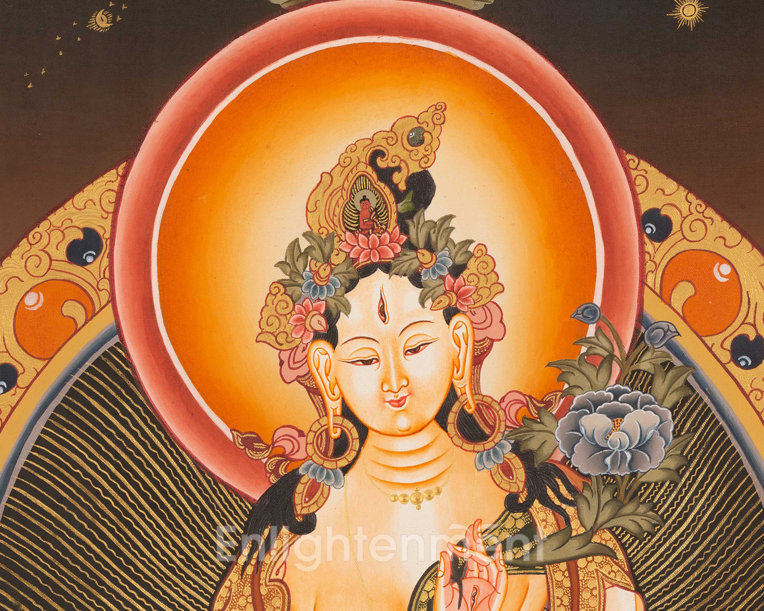 Female Bodhisattva Art | White Tara Thangka | Religious Wall Decors