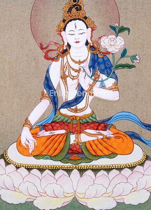 Buddhist White Tara Thangka | Handpainted Traditional Artwork | Vajrayana Painting