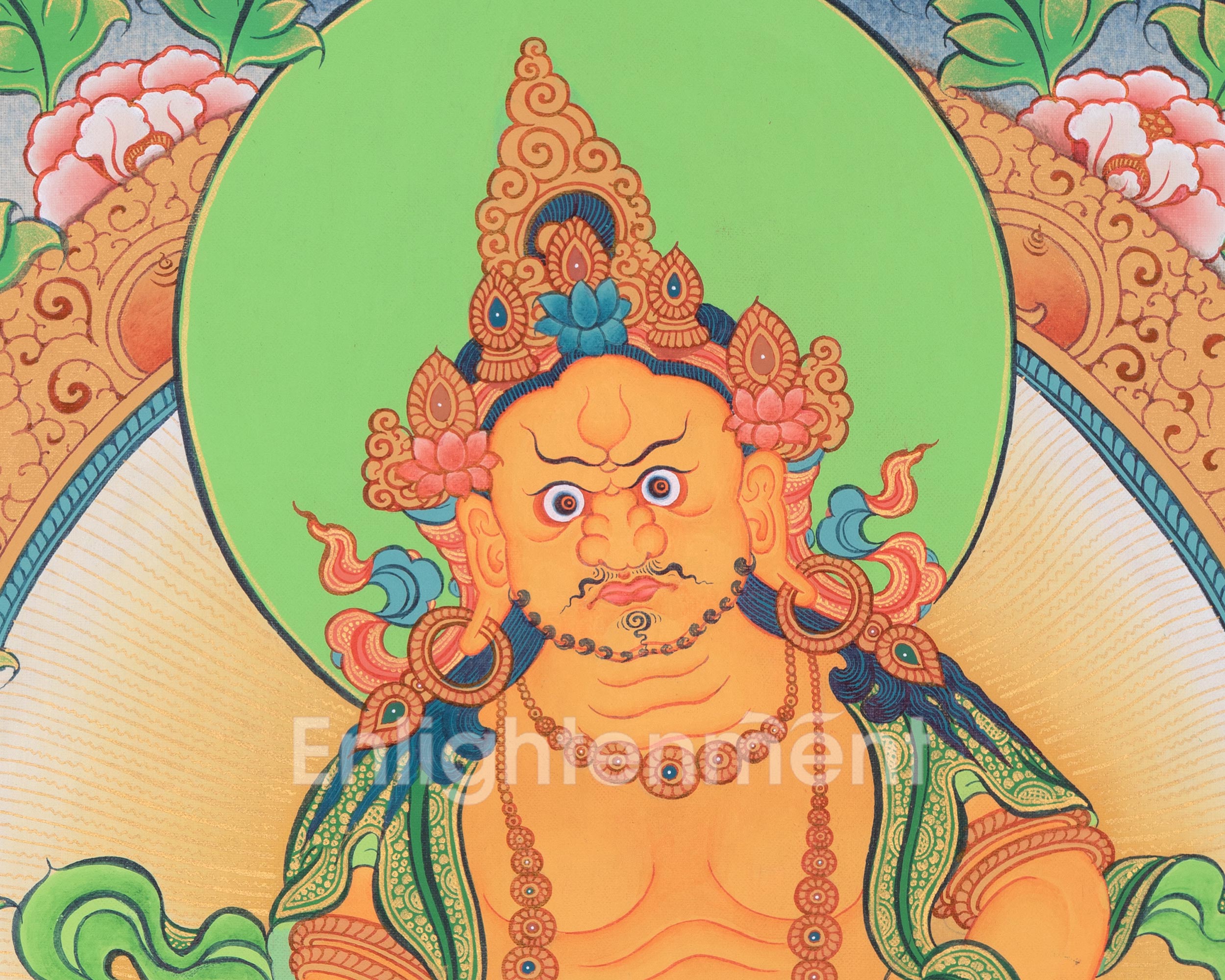 Dzambhala Divine Thangka Artwork | Embodiment of Abundance | Art for Meditation
