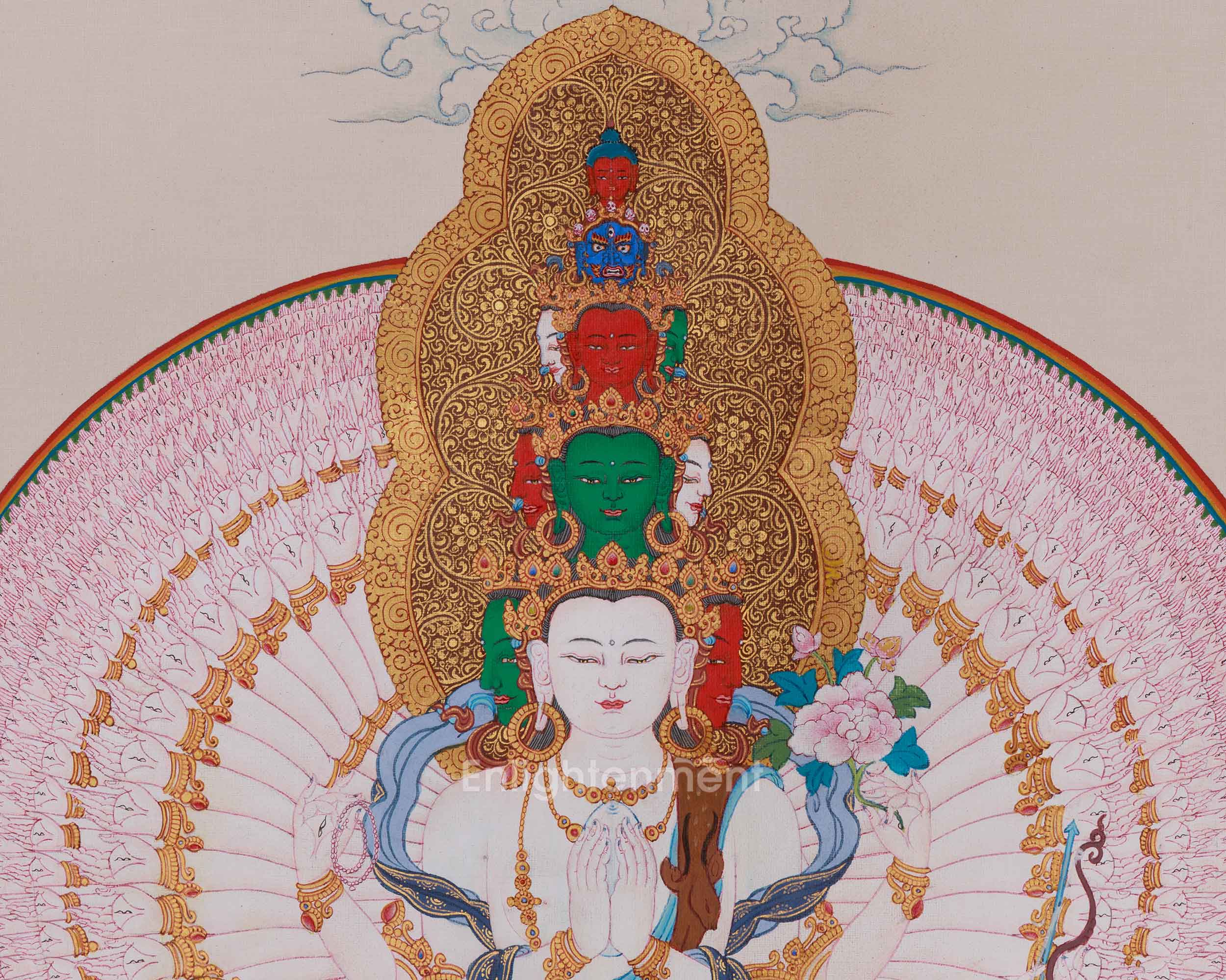 Himalayan Deity 1000 Armed Chenrezig Thangka | Bodhisattva of Compassion
