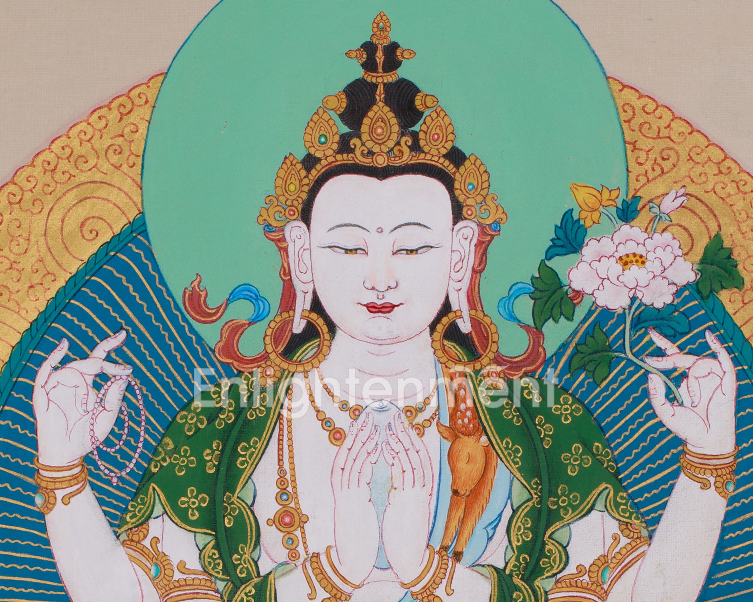 33cm Compassion Buddha, Chenrezig Painting | Bodhisattva of Infinite Mercy