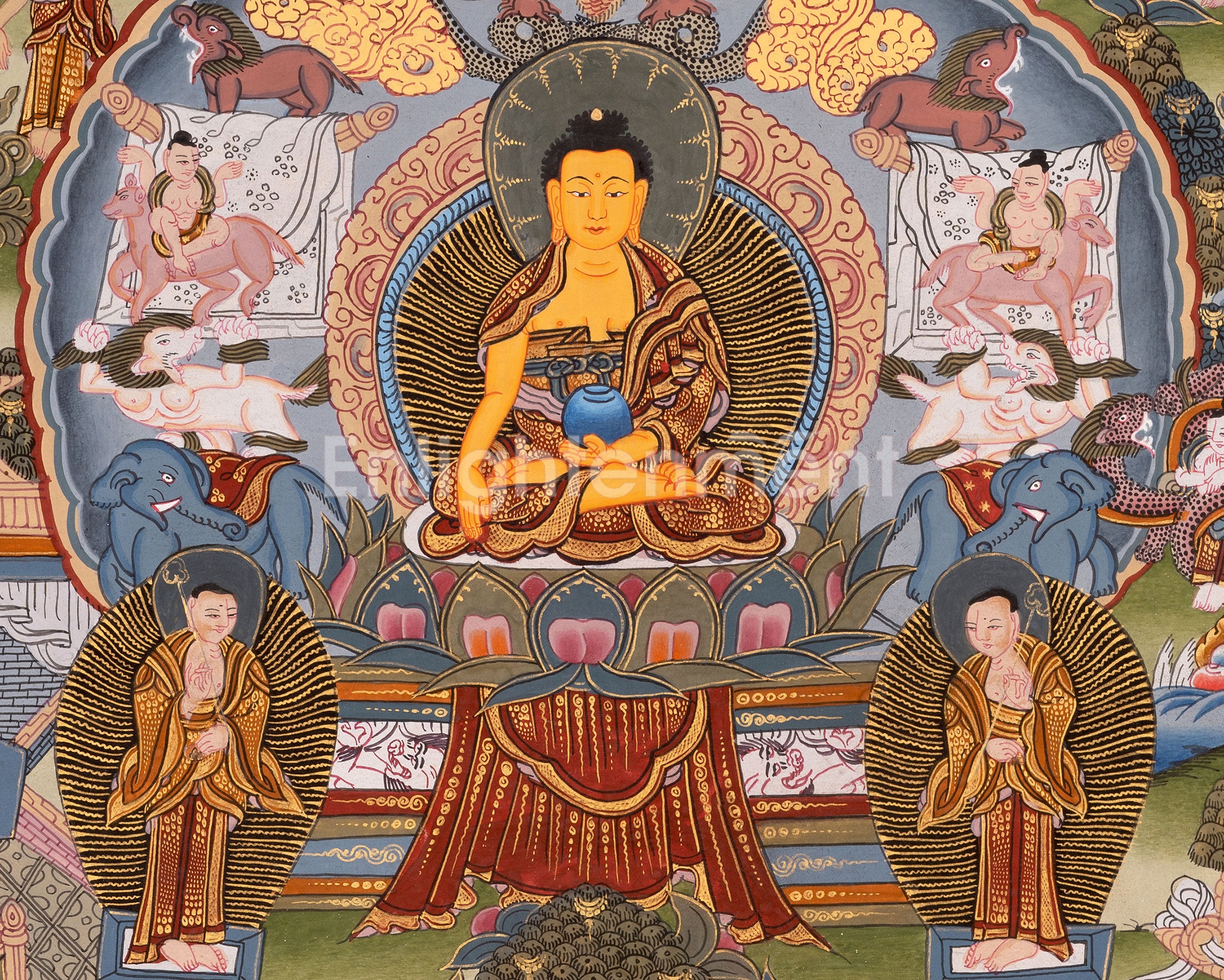 Buddha life Story | Vintage Buddha Thangka