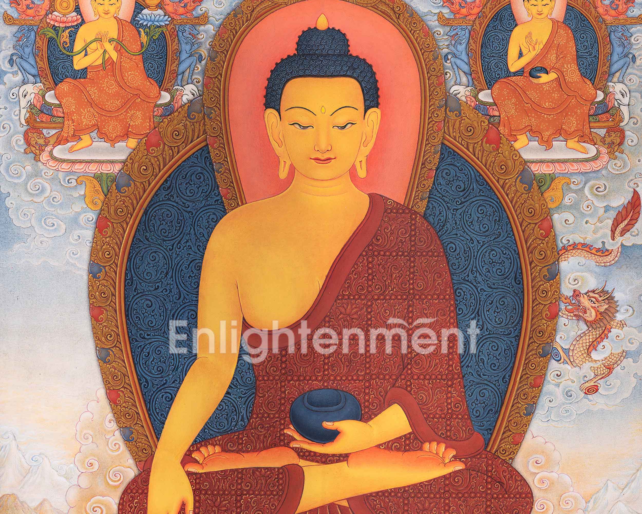 Buddhas of the Three Times Thangka - Past, Present, and Future Enlightenment