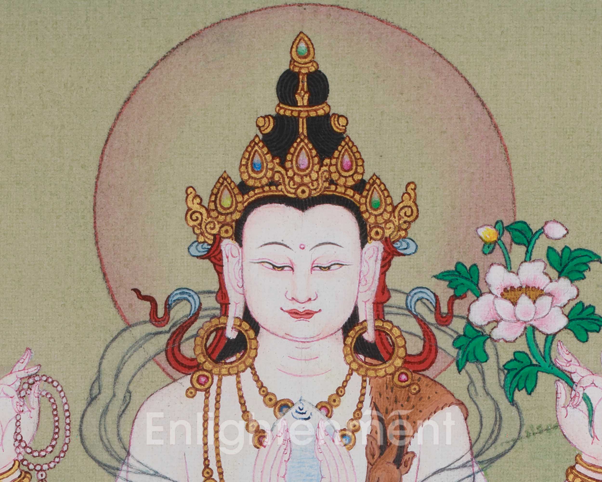 Chenrezig Meditation Thangka | Avalokiteshvara Art | Compassion Deity