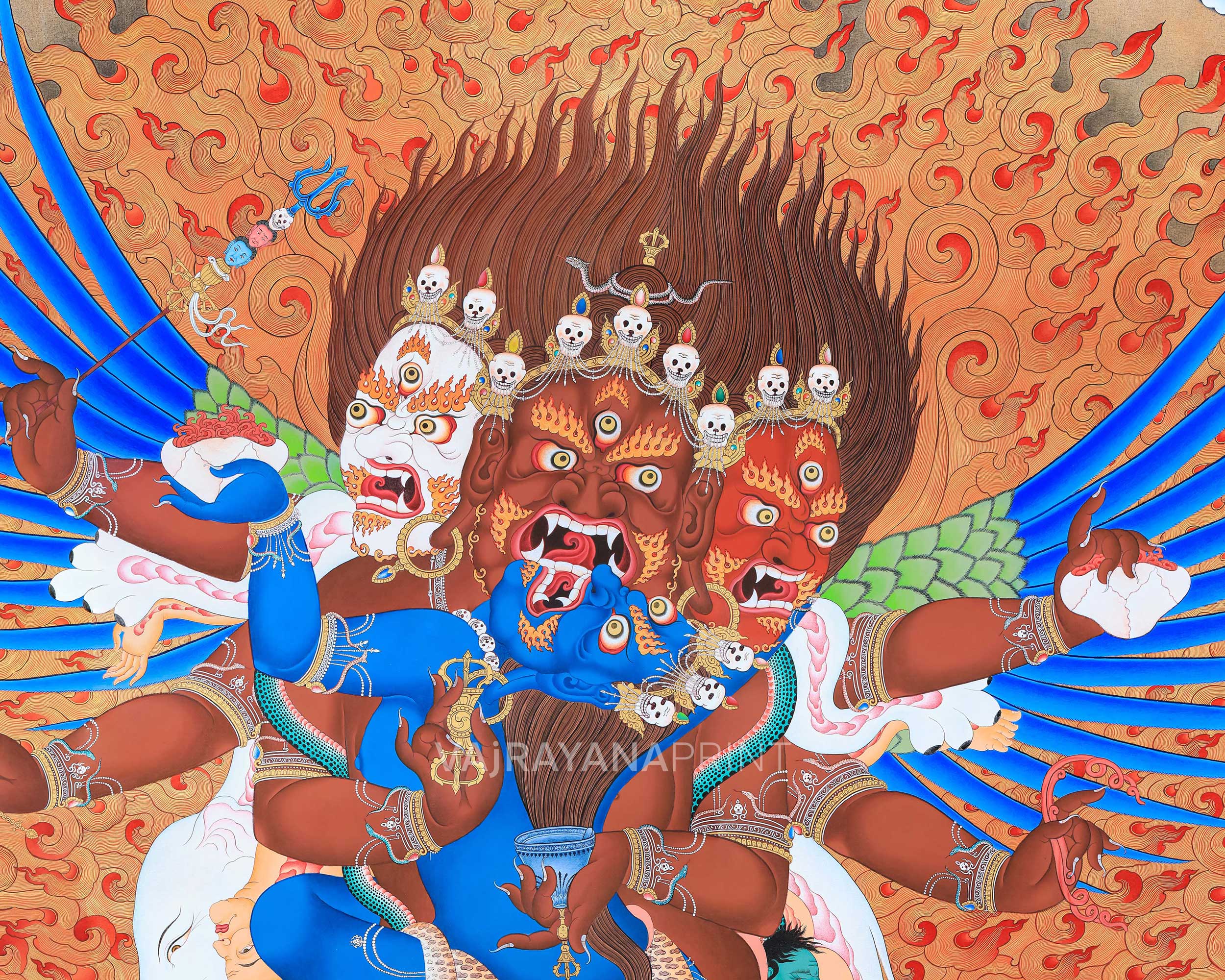 58 Wrathful Deities, Bardo Thangka Painting, Thangka Print