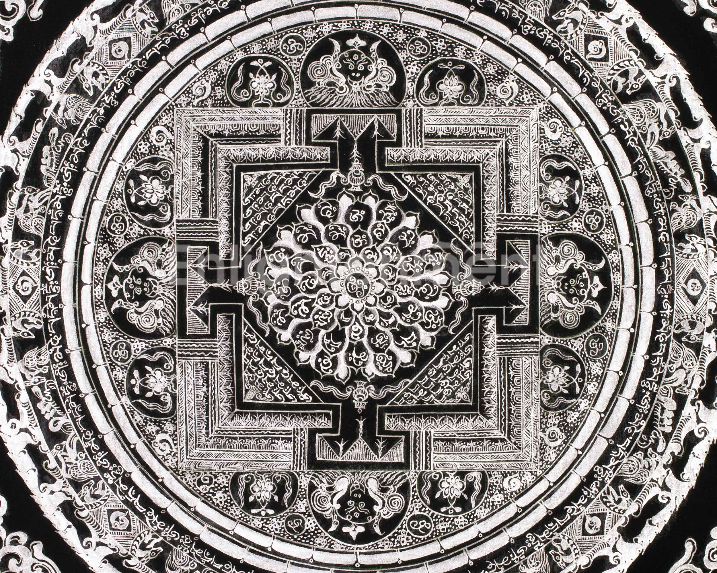 Tibetan Buddhist Mantra Mandala | High-Quality Mandala Painting