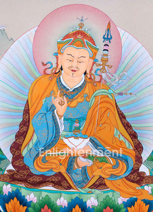Traditional Tibetan Buddhist Art For Padmasambhava Day Celebration | Guru Rinpoche With Guru Dragpo and Singhamukha