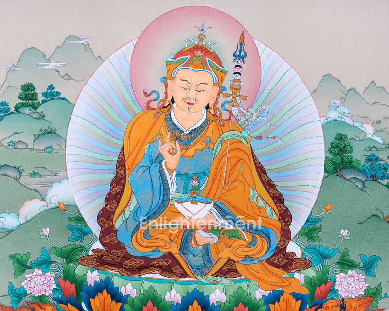 Traditional Tibetan Buddhist Art For Padmasambhava Day Celebration | Guru Rinpoche With Guru Dragpo and Singhamukha