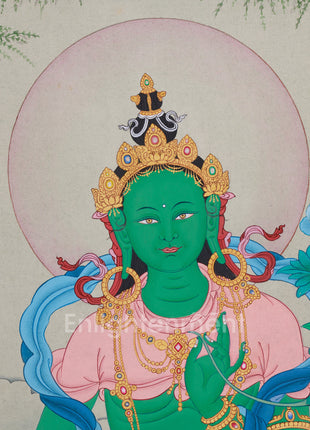 Buddhist Shyama Tara Thangka | Green Tara, The Enlightened Goddess of Compassion