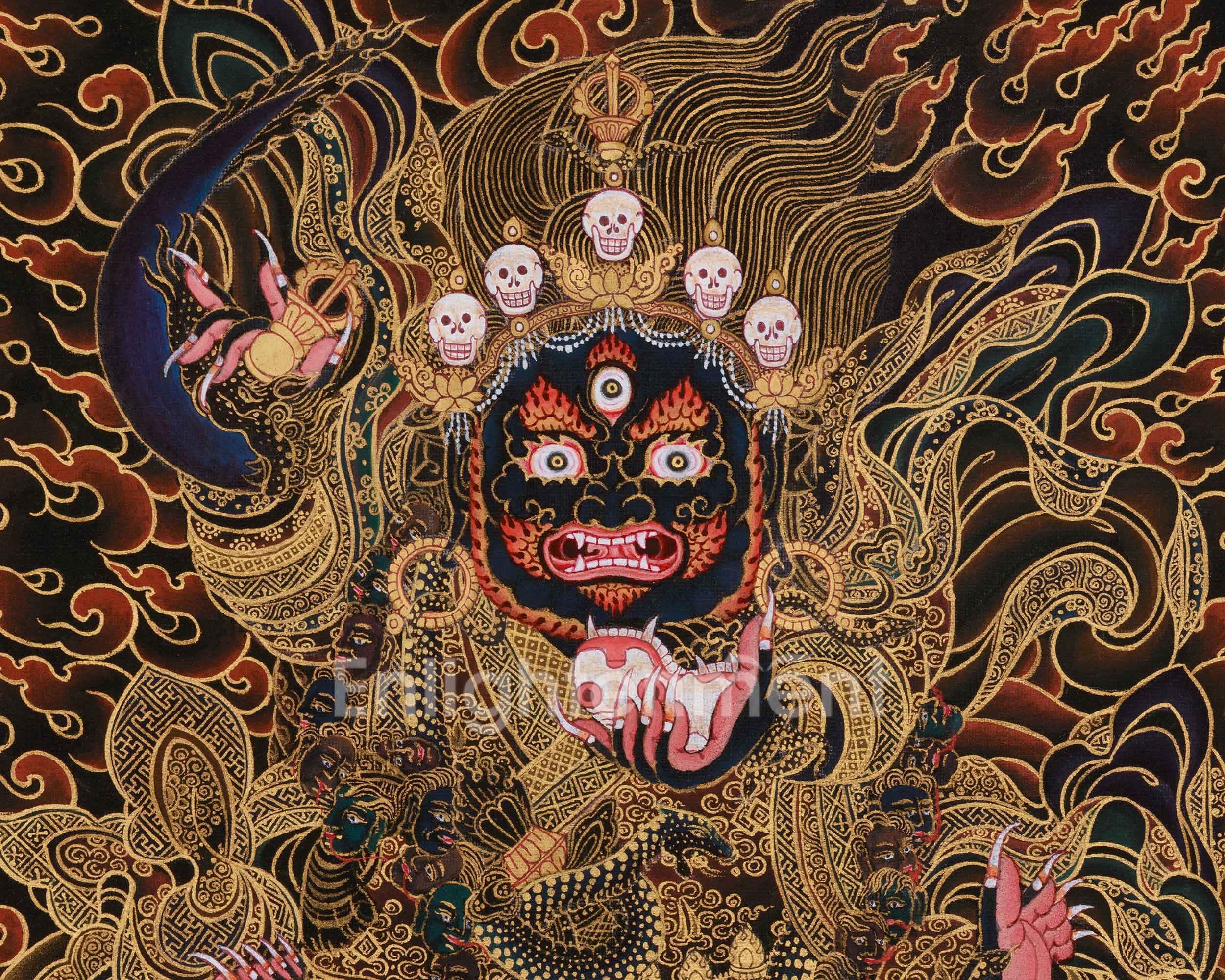 Thangka of Fierce Mahakala Bernagchen | Wrathful Protector Deity