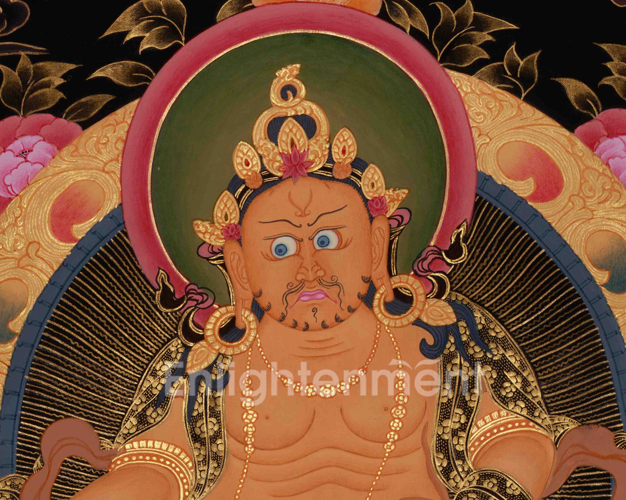 Dzambhala Prosperity Thangka | Hand Painted Buddhist Wealth Deity Art