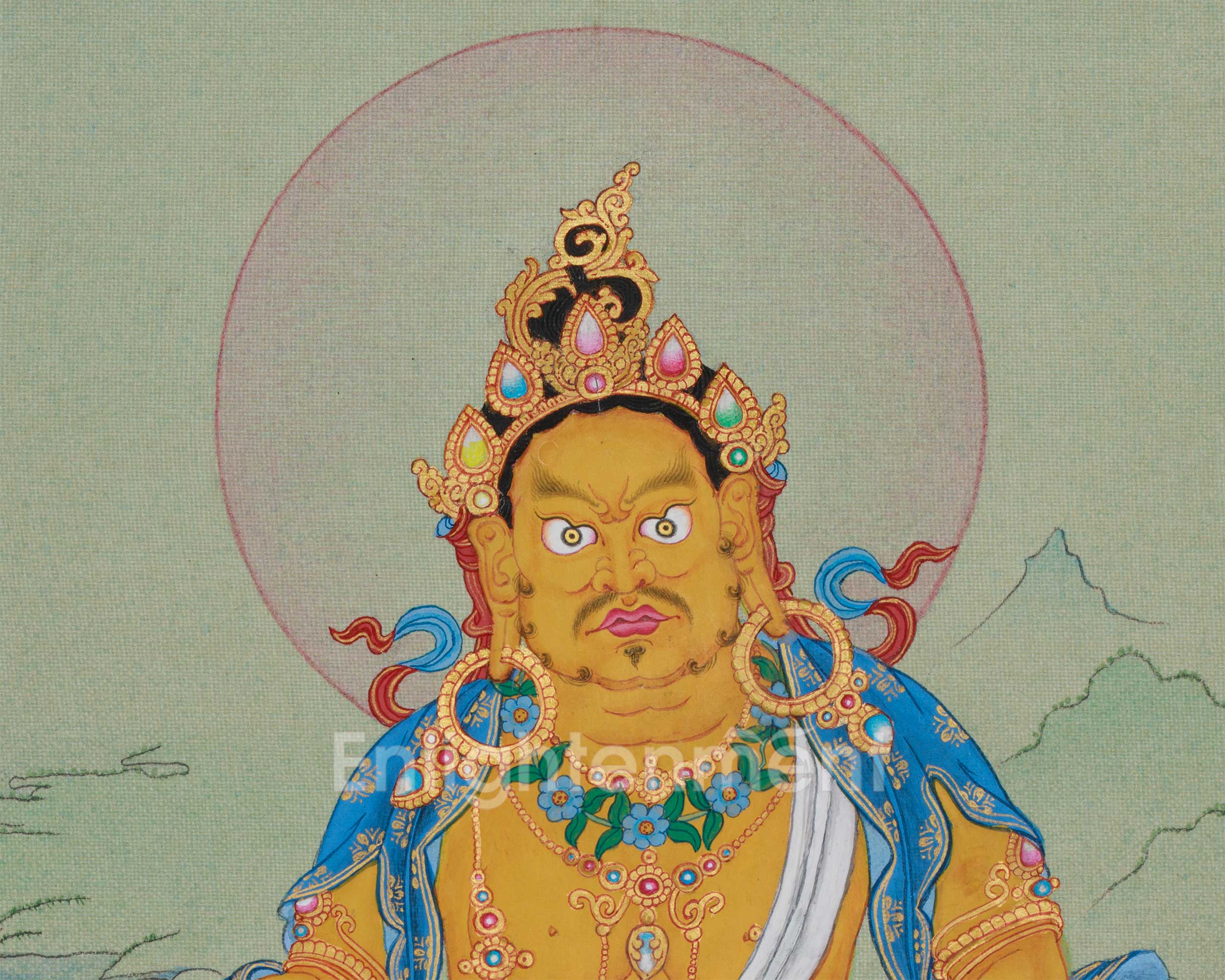 Buddhist Kubera (Jambhala) Thangka | The Guardian of Wealth & Prosperity