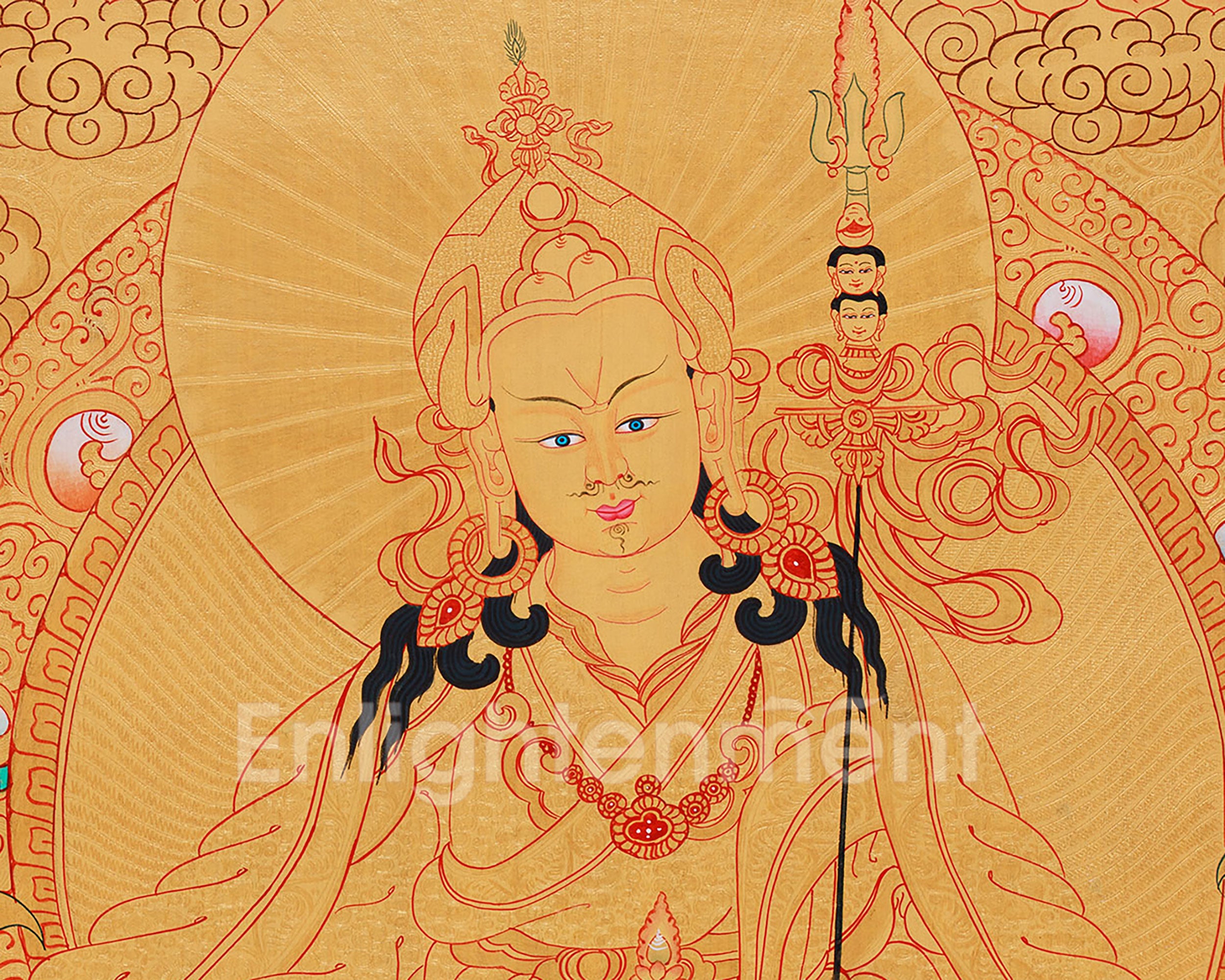 Full Gold Guru Rinpoche Thangka Painting | Second Buddha