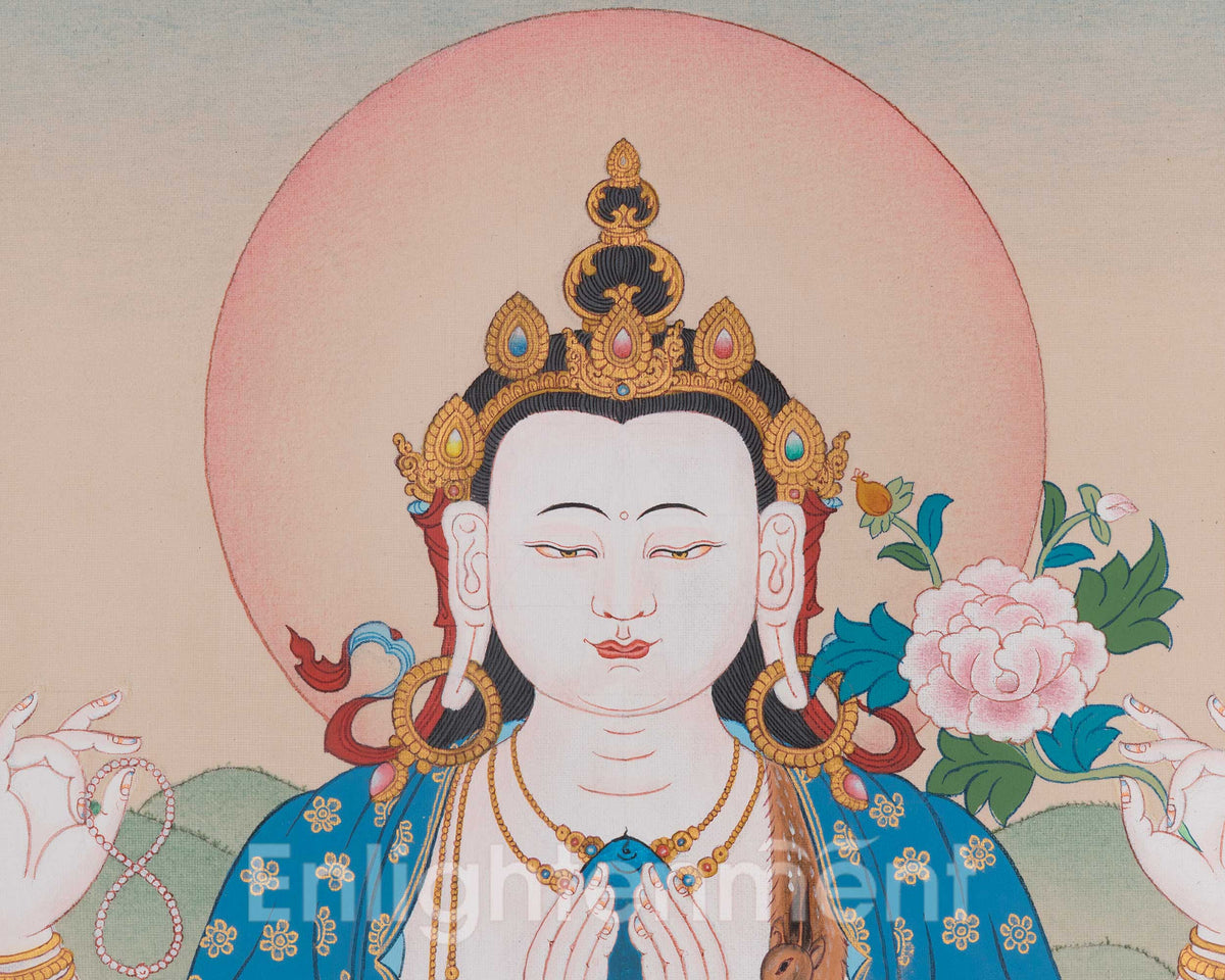 Chenrezig Buddhist Painting | The Bodhisattva Of Boundless Compassion In Tibetan Buddhism