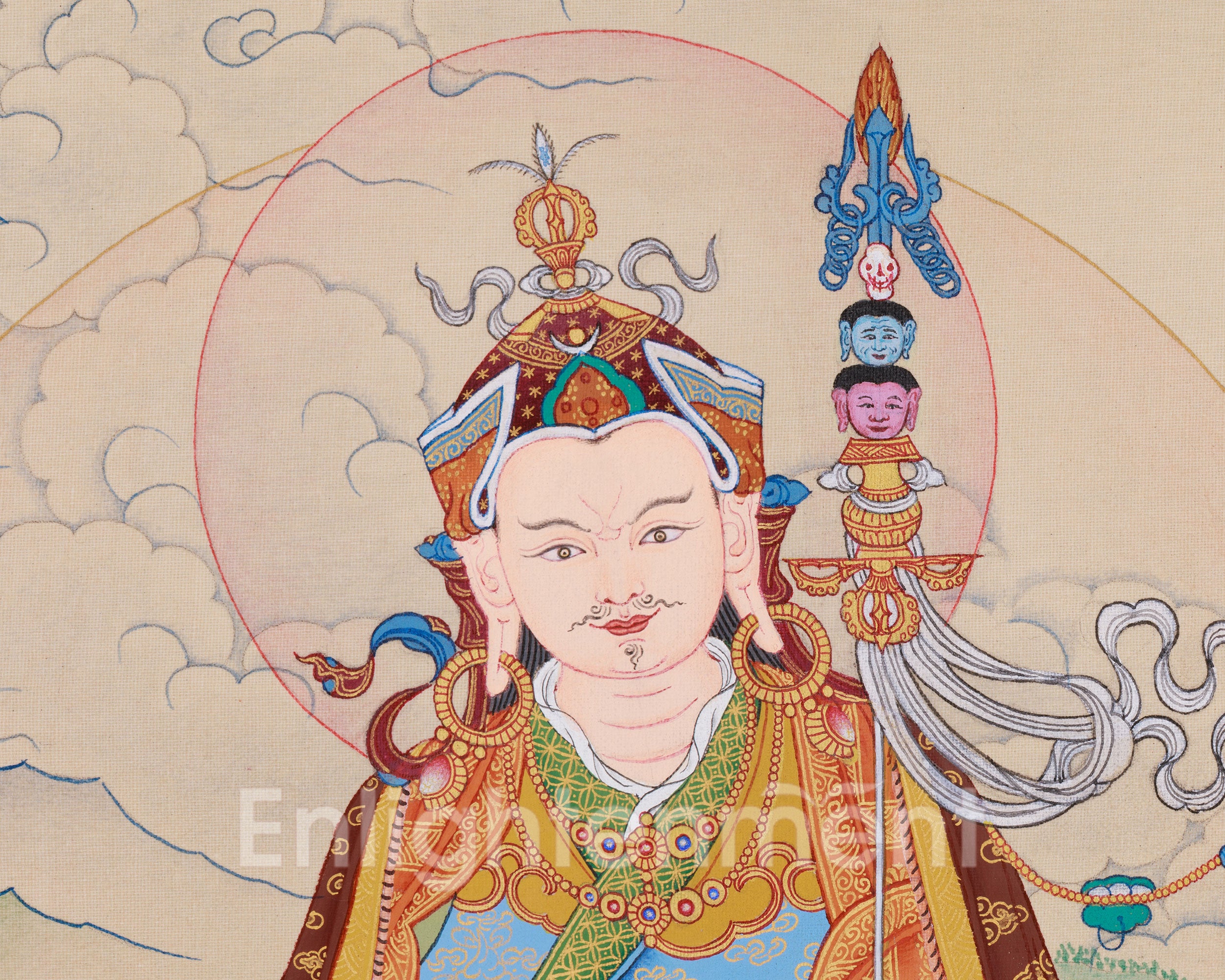 Hand-Painted Spiritual Leader, Guru Padmasambhava | The Lotus Guru of Protection