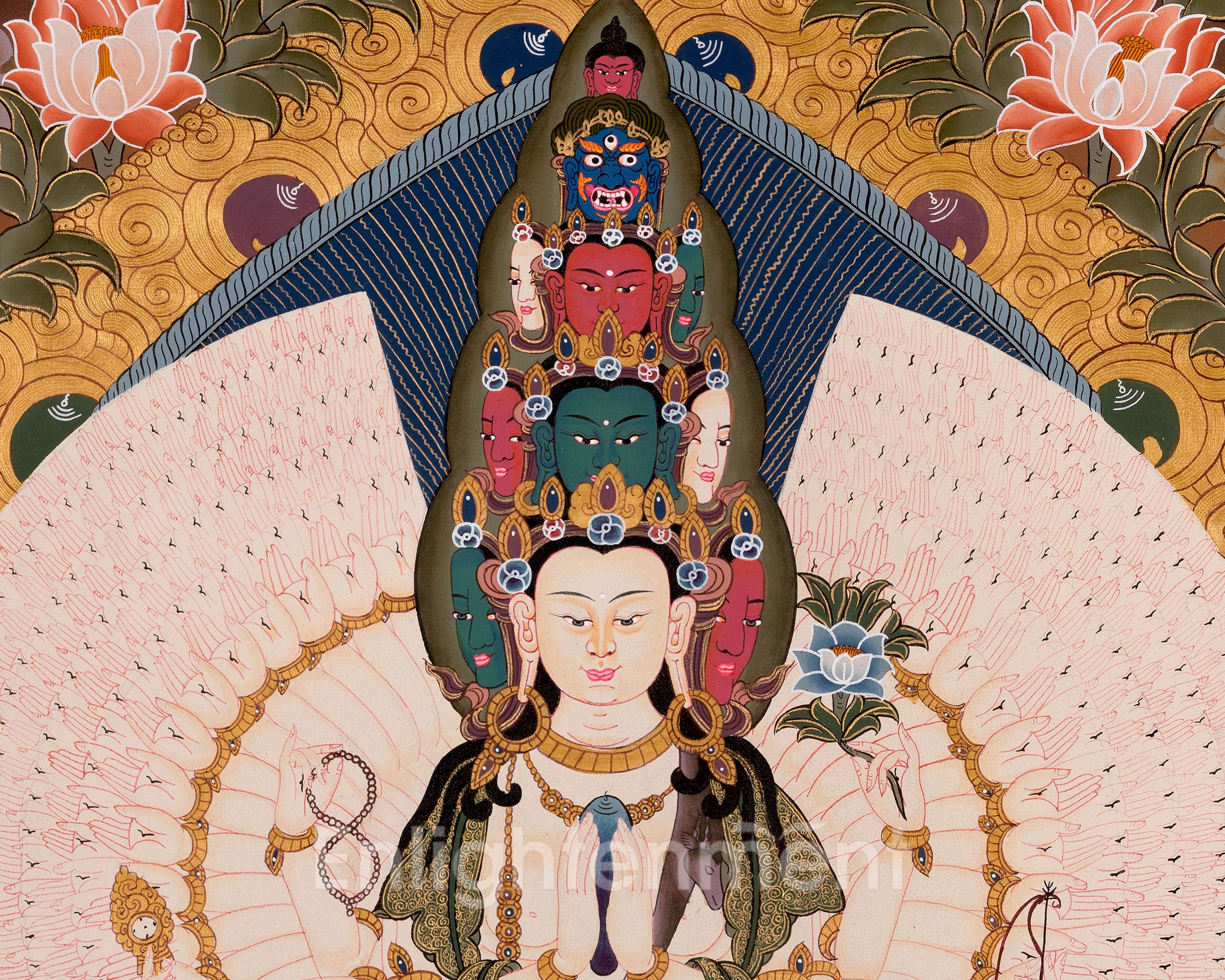 Thousand Armed Avalokiteshvara Painting | Buddhist Art of Mercy and Enlightenment