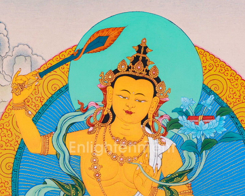 24K Gold Thangka of Manjushri