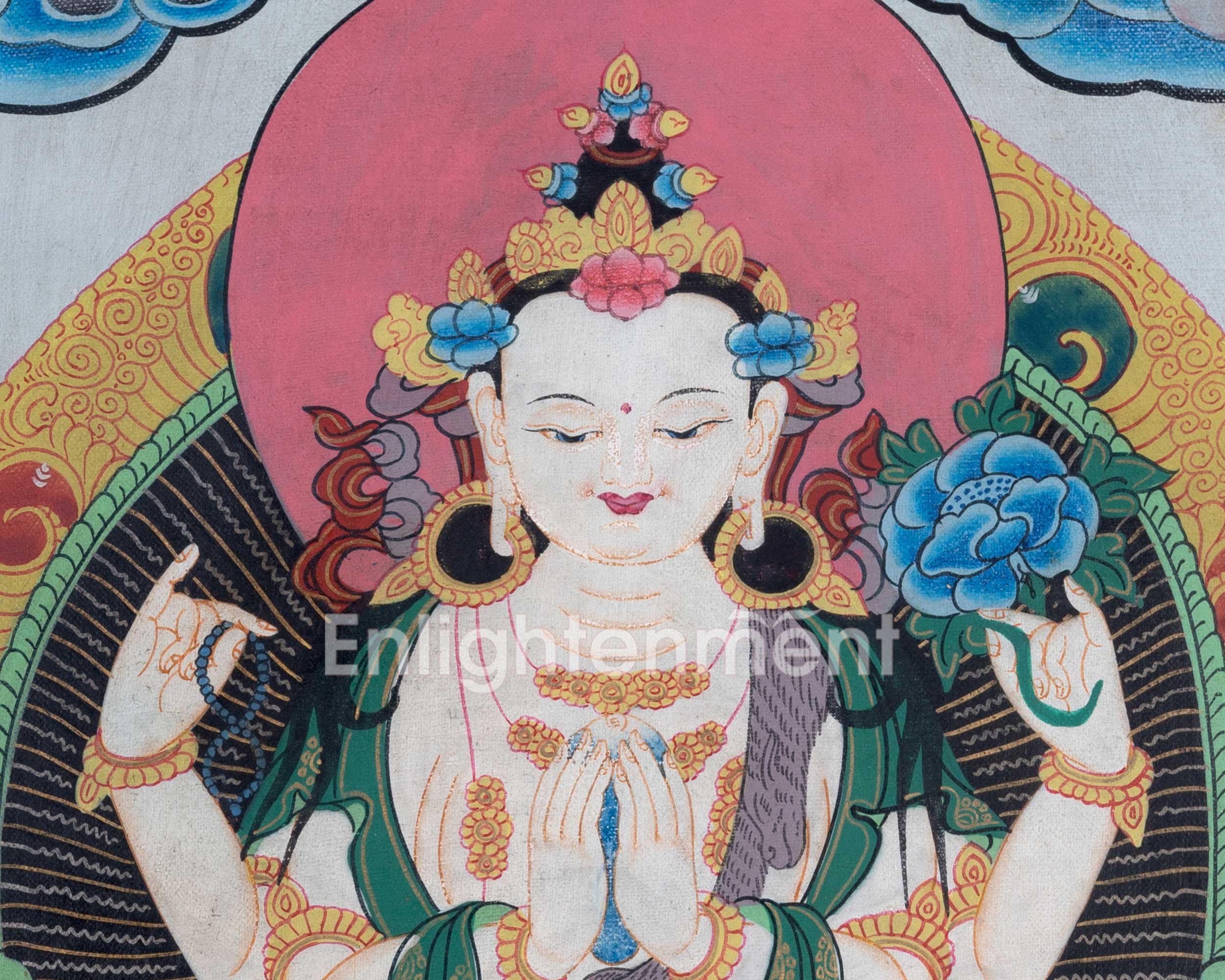 Handmade Chenresig Thangka | Four-Armed Avalokiteshvara