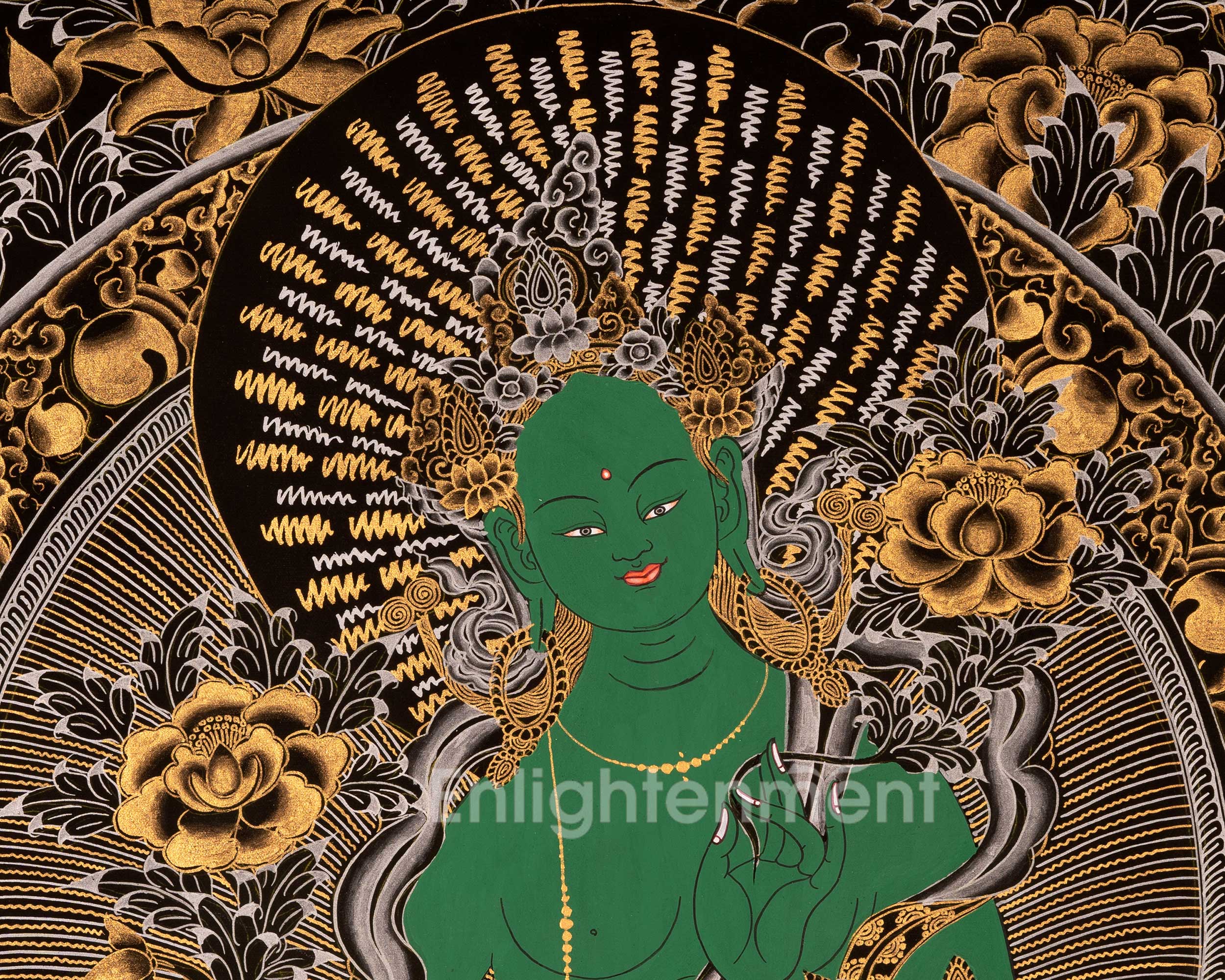 Female Green Tara | Handpainted Thangka