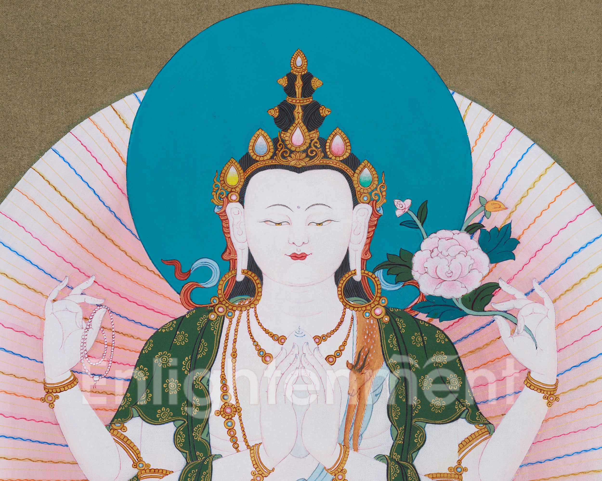 Tibetan Bodhisattva Four Armed Chenrezig Thangka | Buddha of Compassion