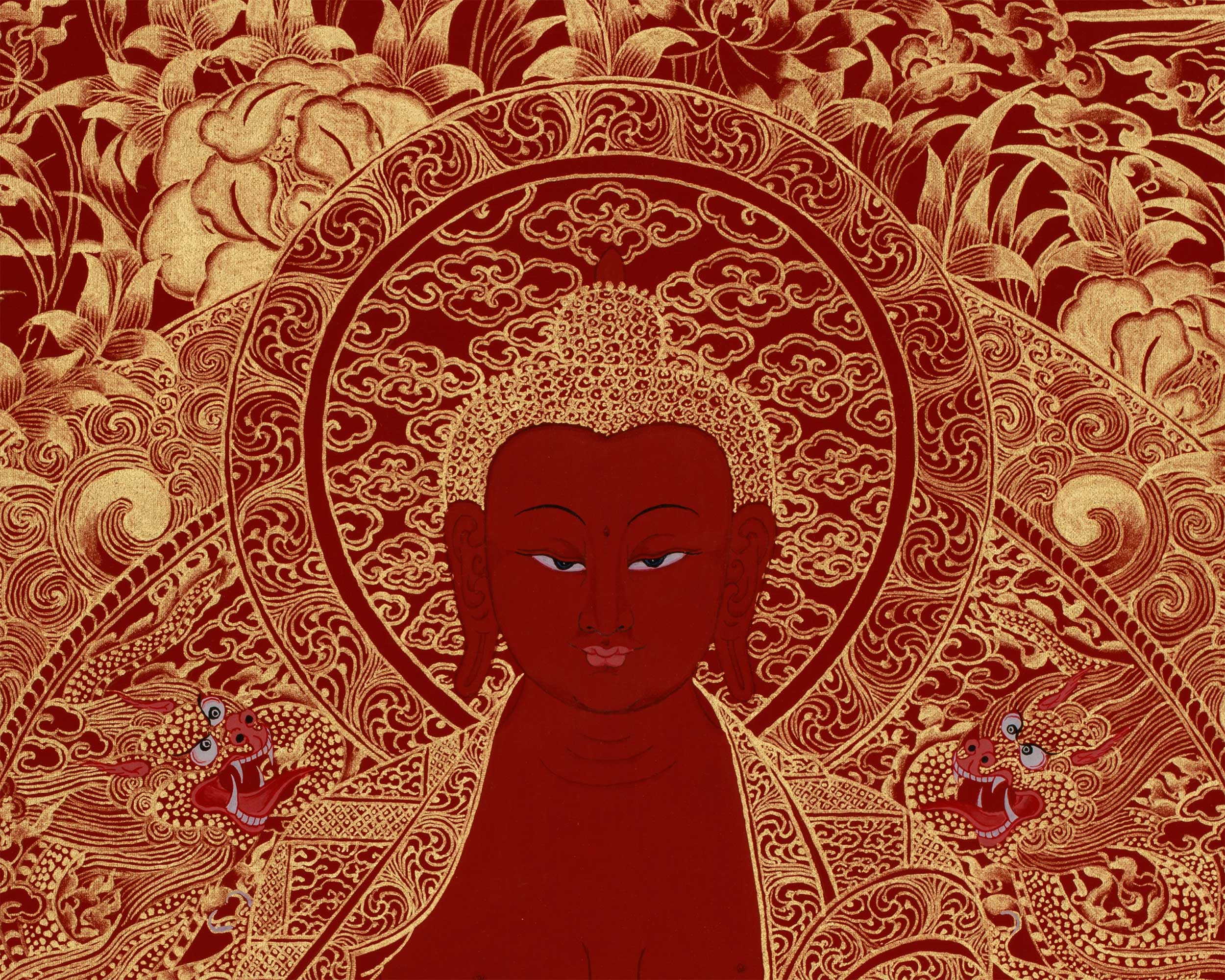 Red Amida Buddha Thangka | Lord of the Western Pure Land and Infinite Light