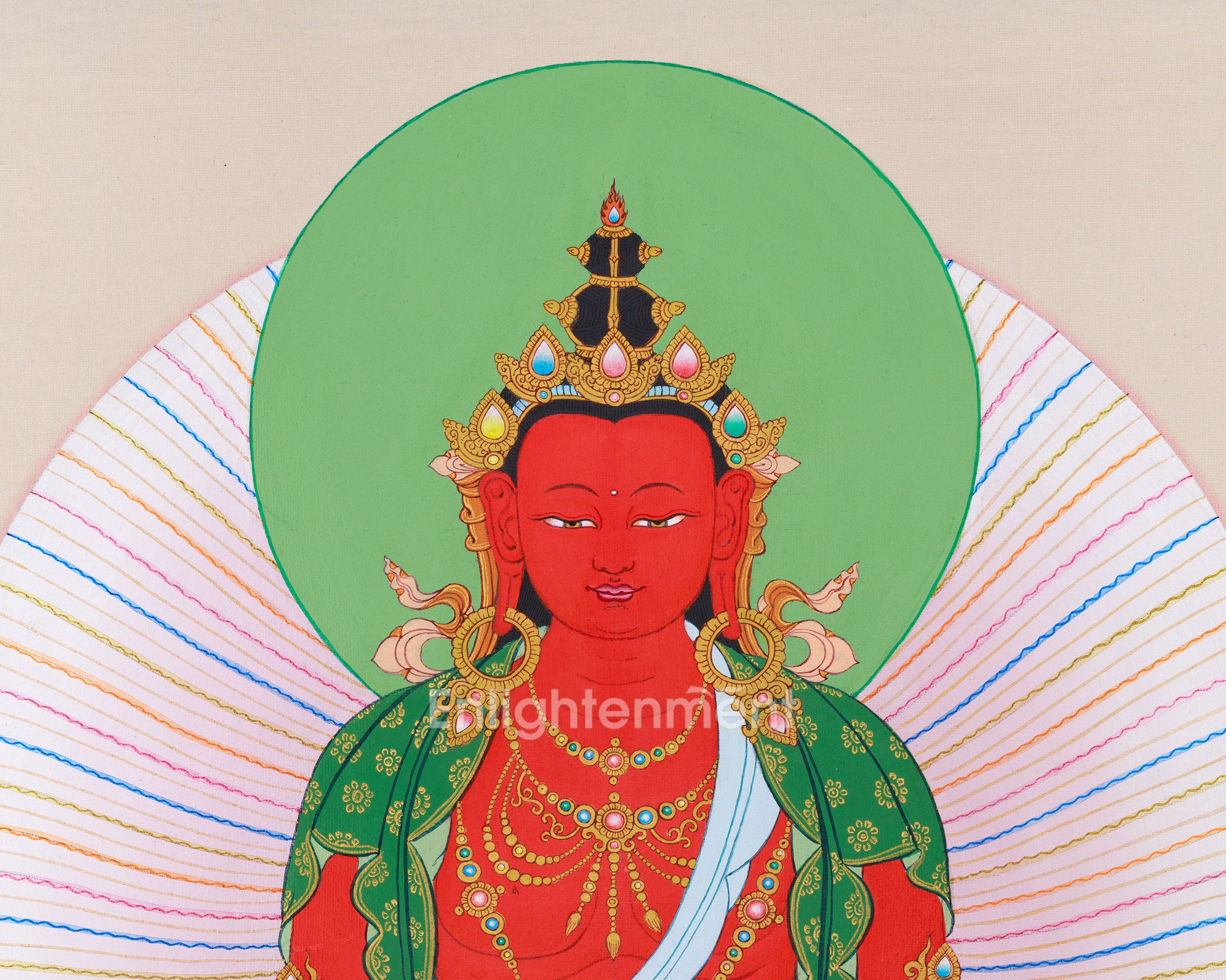 Amitayus with White Tara and Namgyalma Painting | Tibetan Art of Longevity Deities