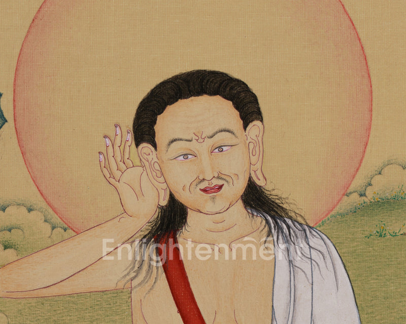 Tibetan Siddha Milarepa Thangka | Buddhist Art of the Enlightened Yogi